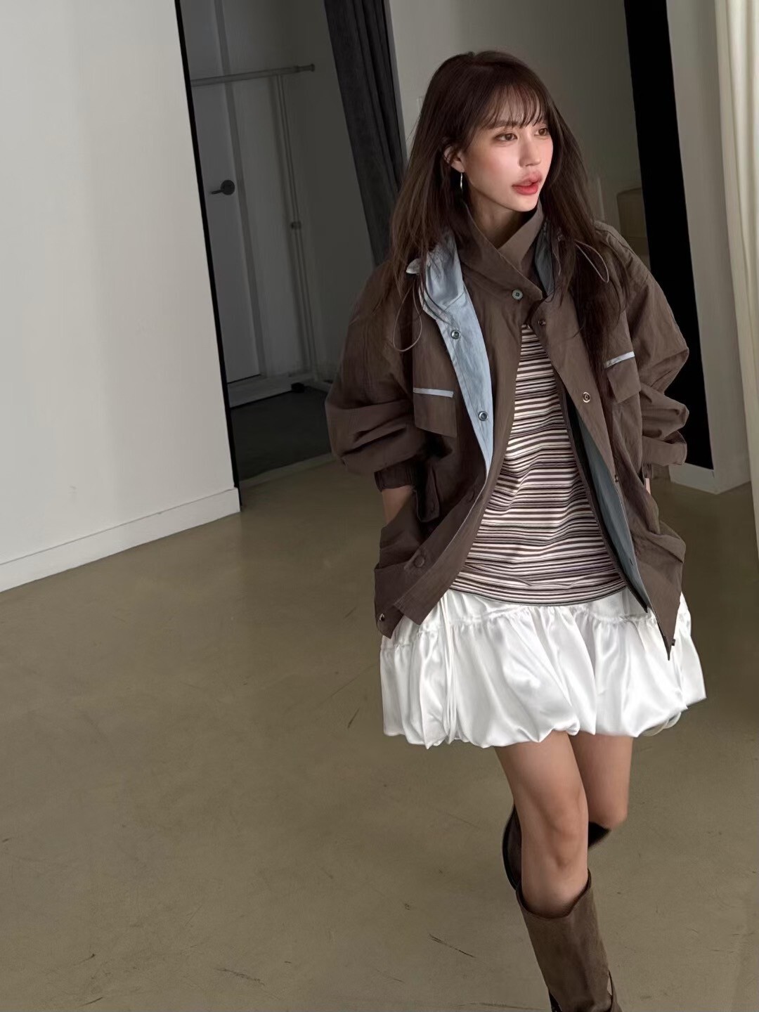 緞面掛繩泡泡短裙