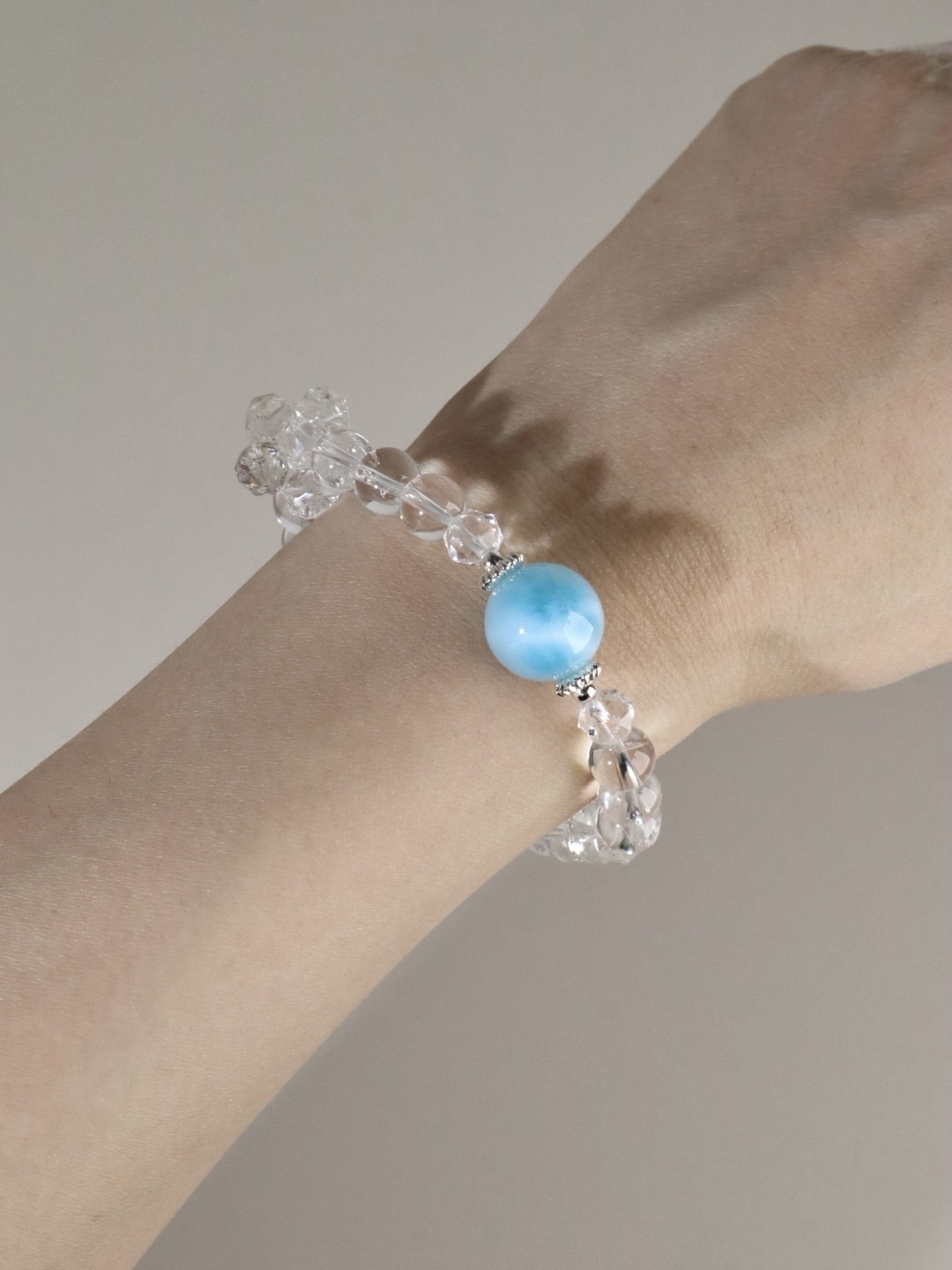 Bracelet • Larimar x Manifestation Quartz x Hand-Faceted White Quartz