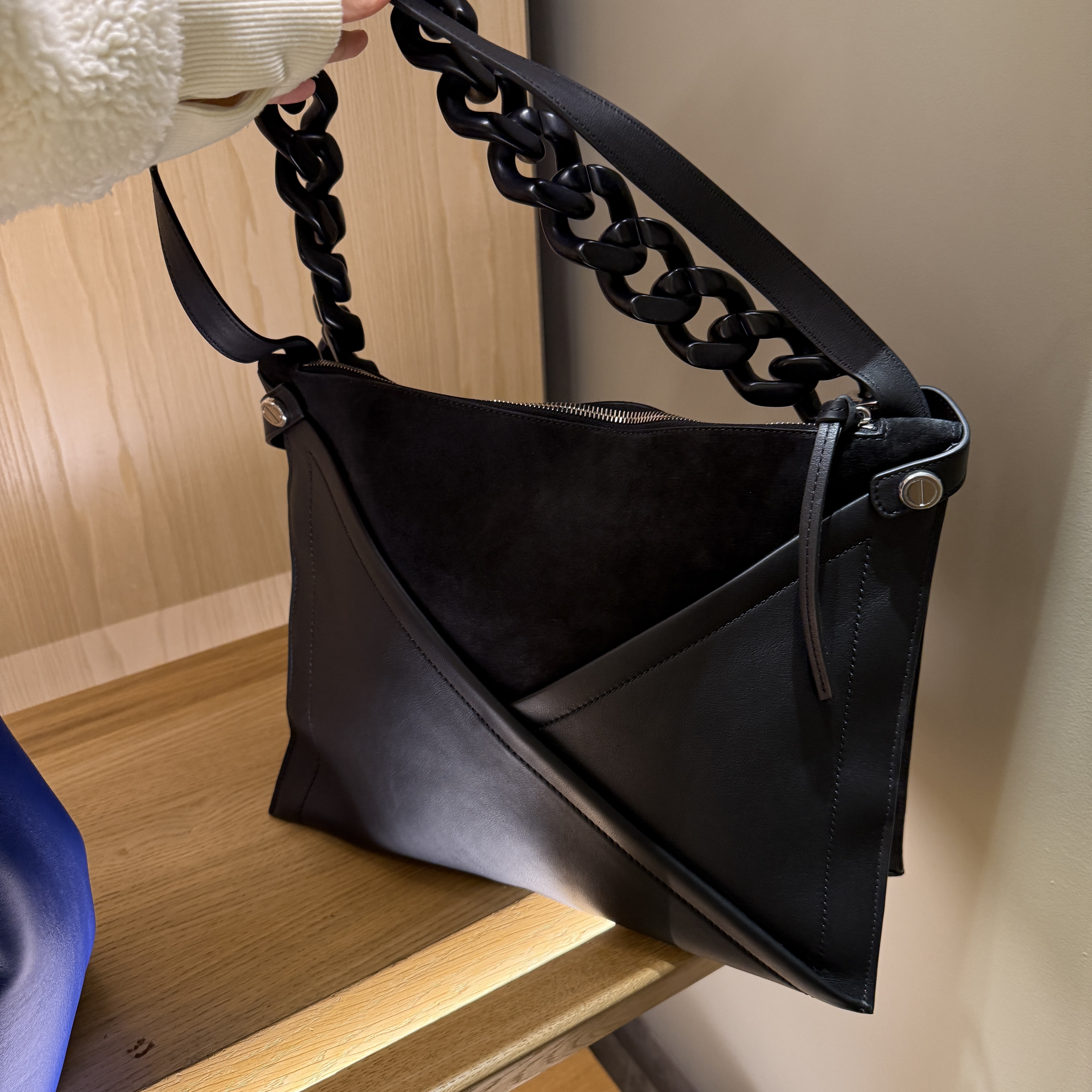 Mulberry Mzip leather chain shoulder bag black