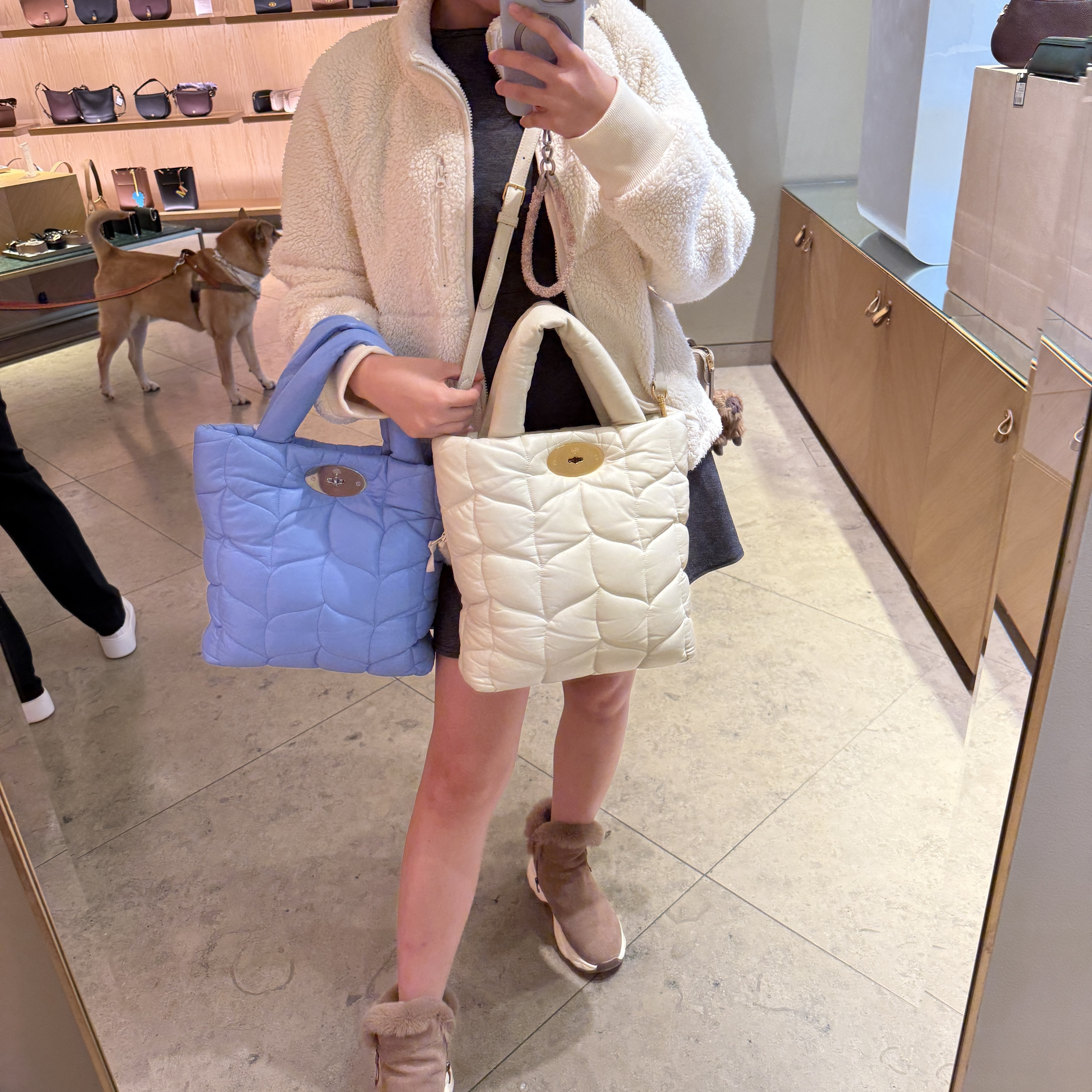 Mulberry big softie tote crossbody bag 2 colors blue white