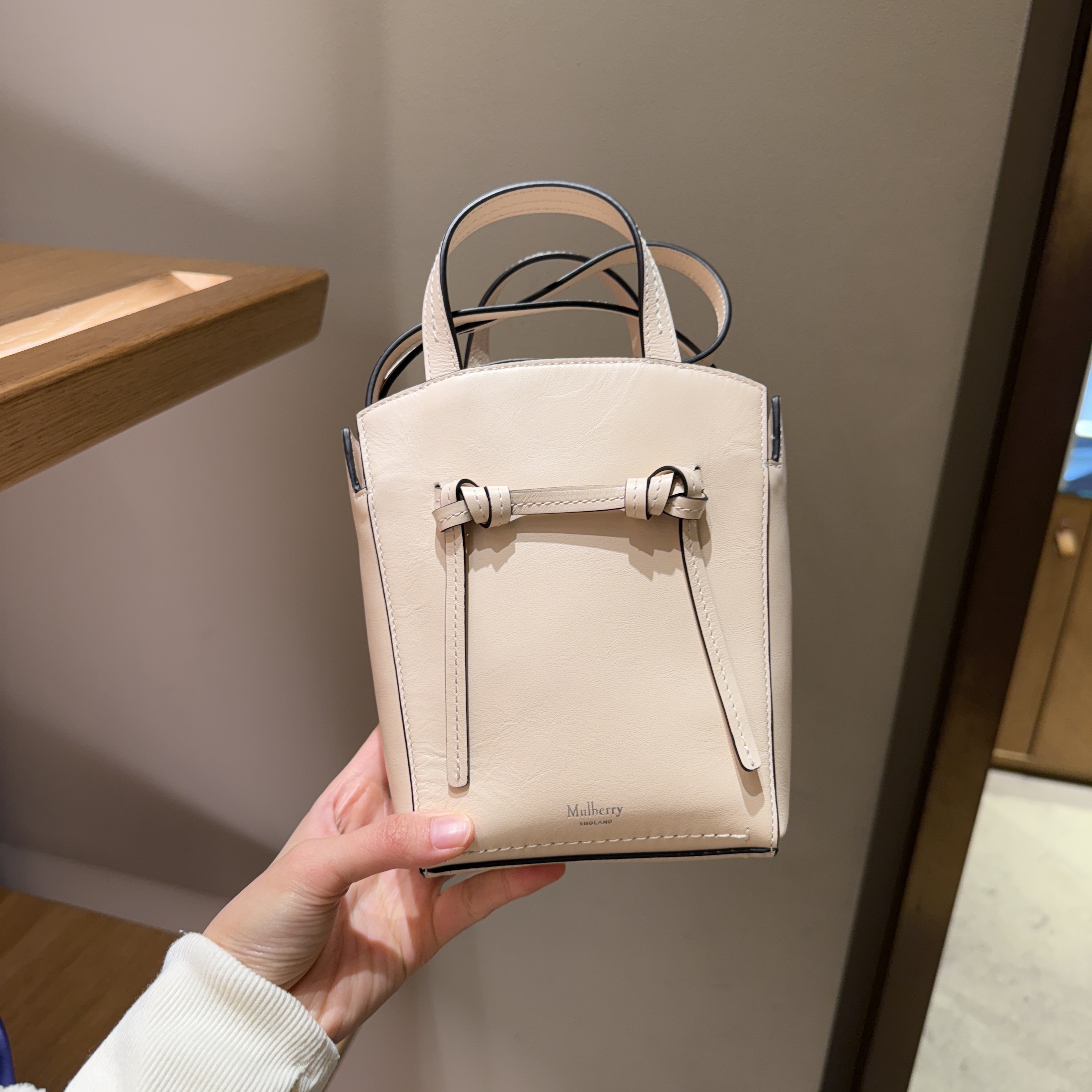 Mulberry clovelly mini tote crossbody bag white