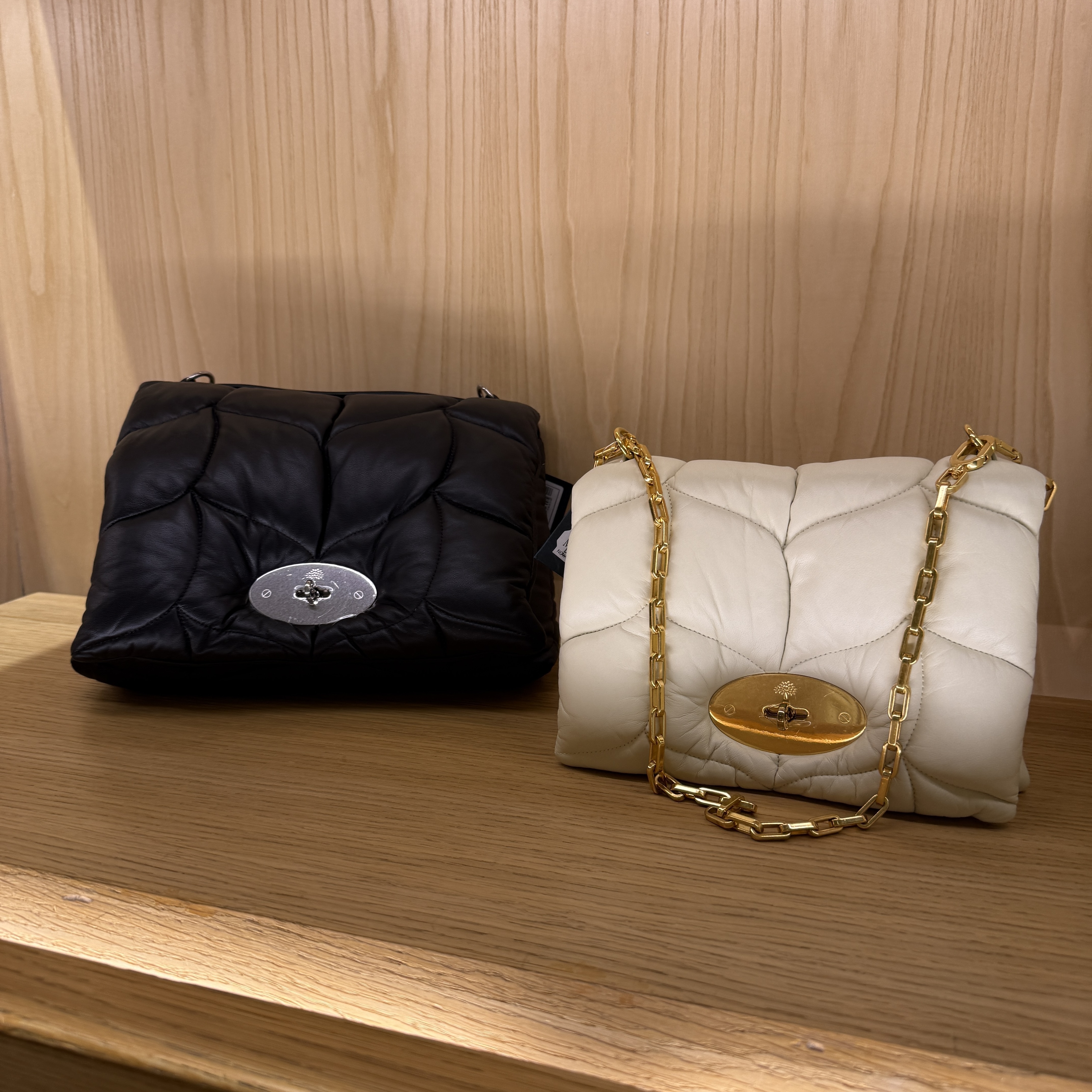 Mulberry softie leather puffer bag small medium black white