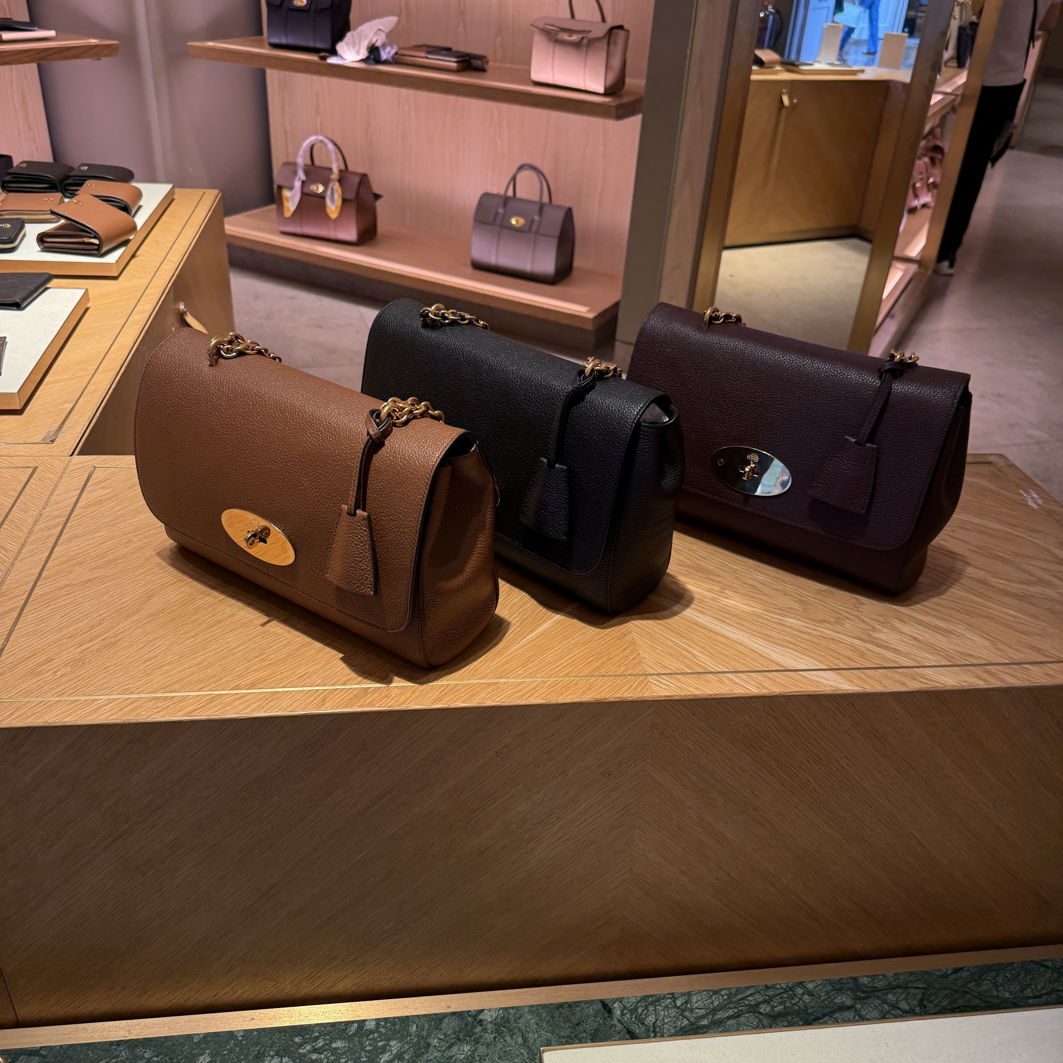 Mulberry medium lily leather chain bag 3 colors oak oxblood black