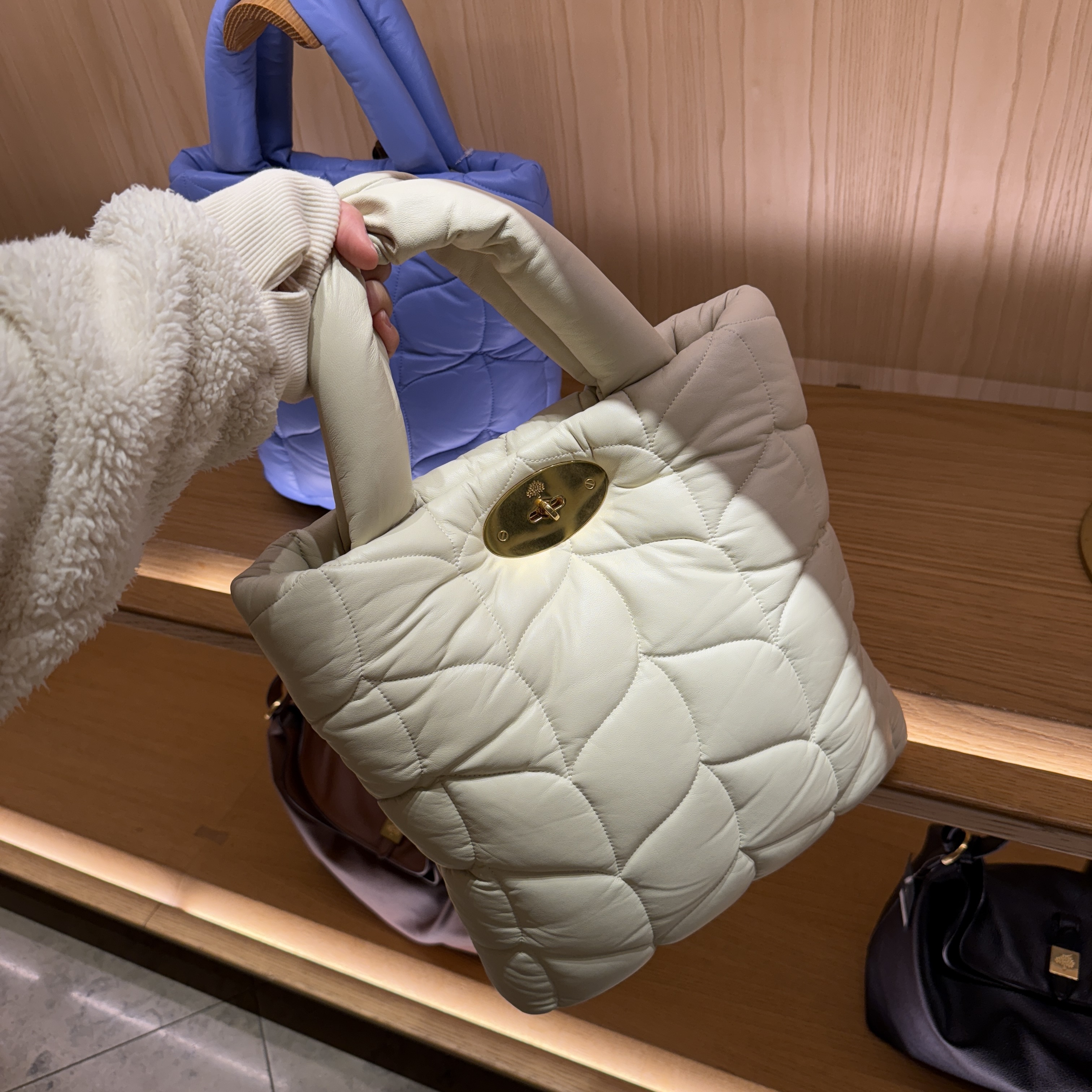 Mulberry big softie tote crossbody bag 2 colors blue white