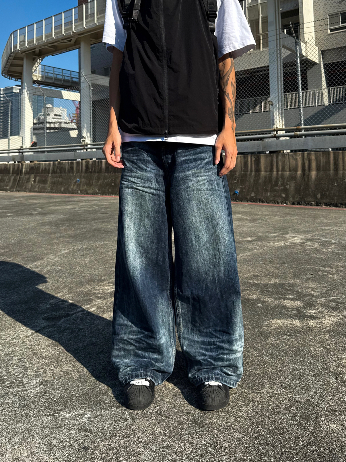 (部分現貨)復古深藍闊腿牛仔褲 老闆大推