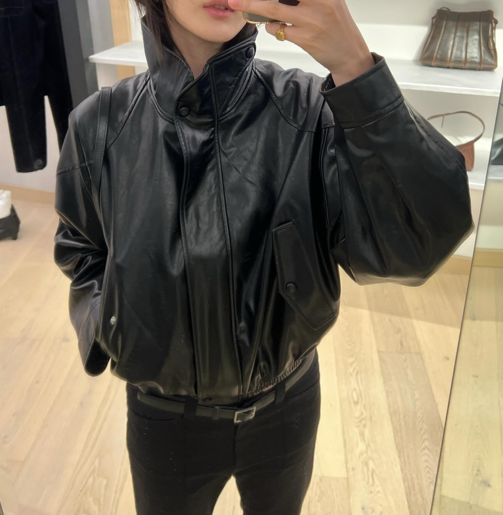 正韓ᴷᴼᴿᴱᴬ 🇰🇷 極簡短版造型酷帥辣妹皮外套