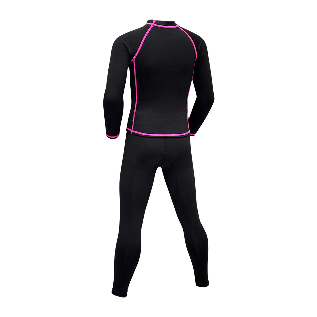 1mm 兒童短纖抓毛保暖套裝 - 黑/粉紅