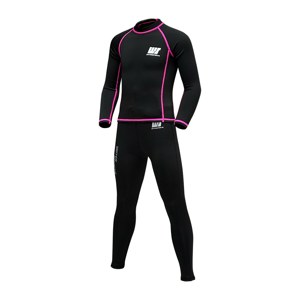 1mm 兒童短纖抓毛保暖套裝 - 黑/粉紅