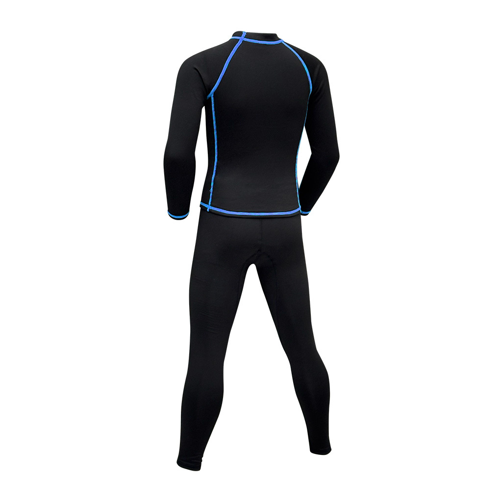 1mm 兒童短纖抓毛保暖套裝 - 黑/藍