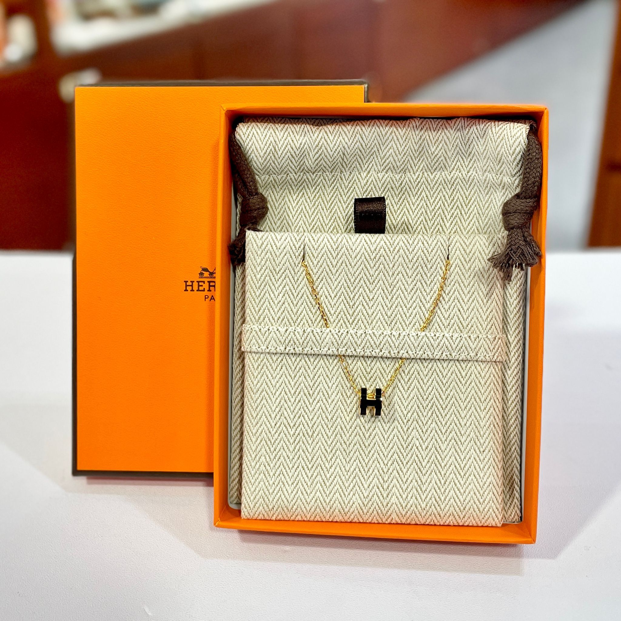 全新HERMES項鏈 MINI POP H  黑色/金鏈 #BRAND NEW #香榭站正品