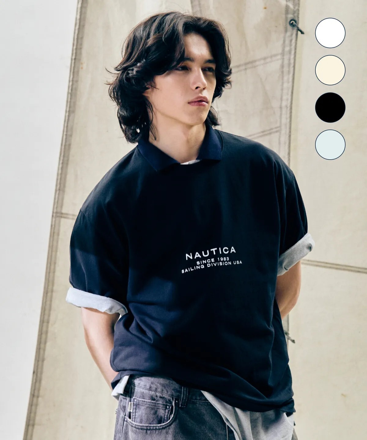 【OWN】NAUTICA 小字樣造型 厚磅 短袖上衣 春夏新品 24SS 男女同款 白色 米白 深藍 韓國限定