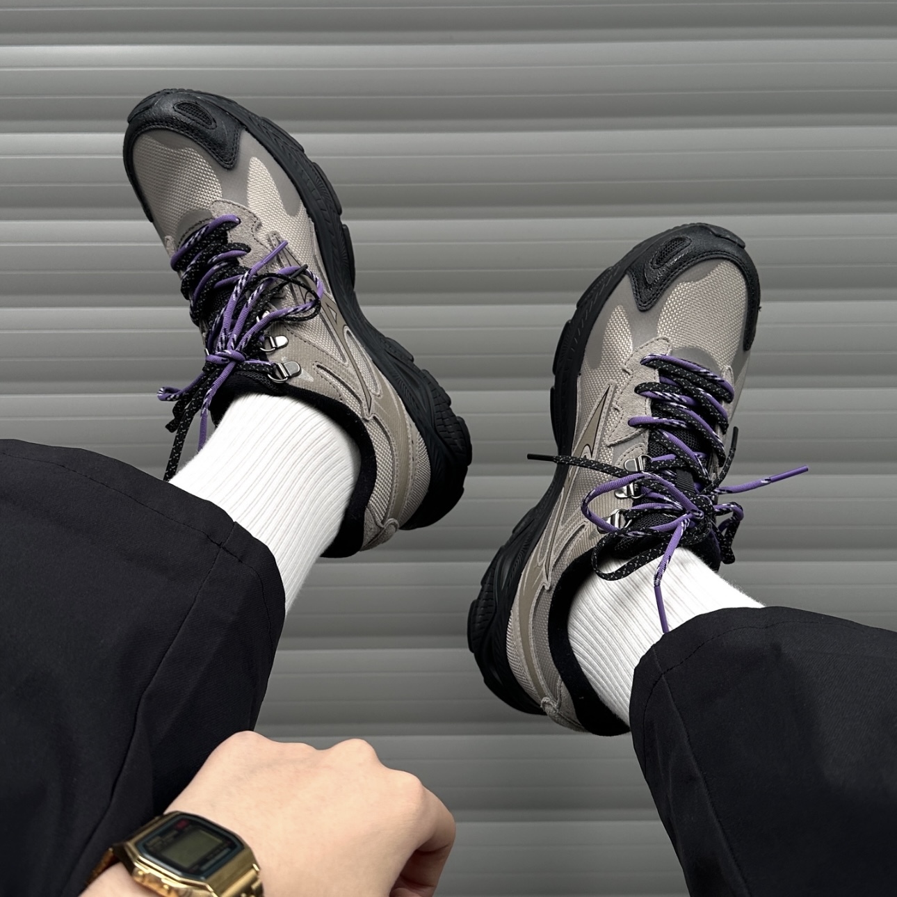 MIZUNO RACER S 卡其 雙鞋帶 紫色 防潑水 美津濃 中性鞋款 D1GH263502