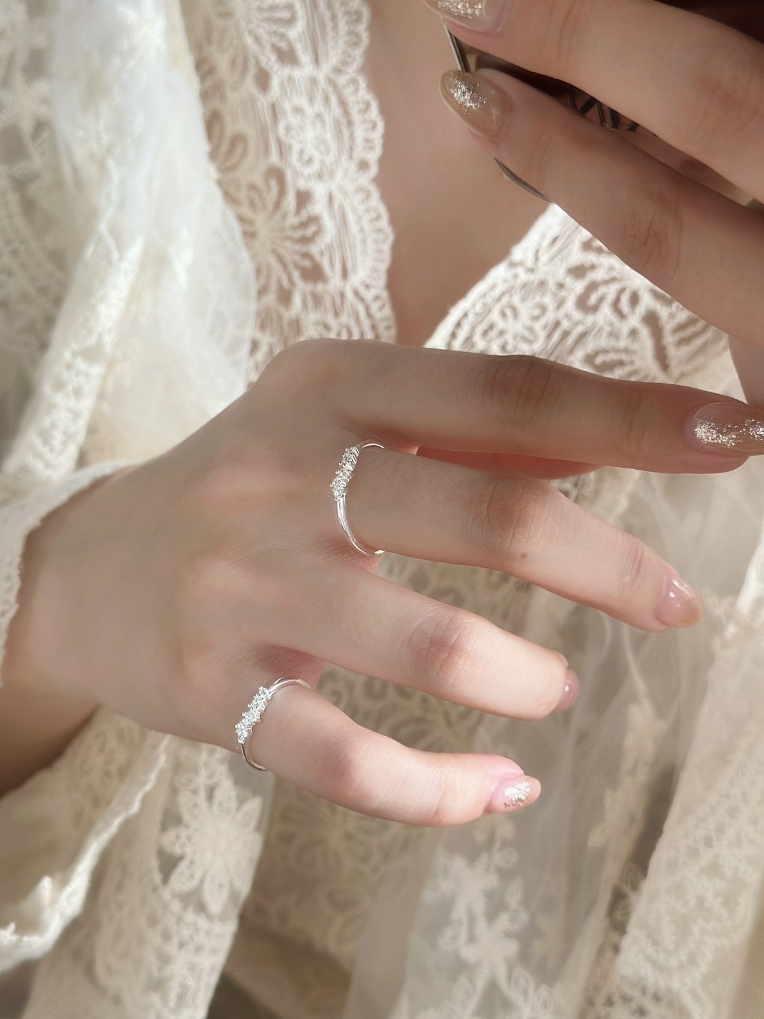 流星小排鑽純銀戒指