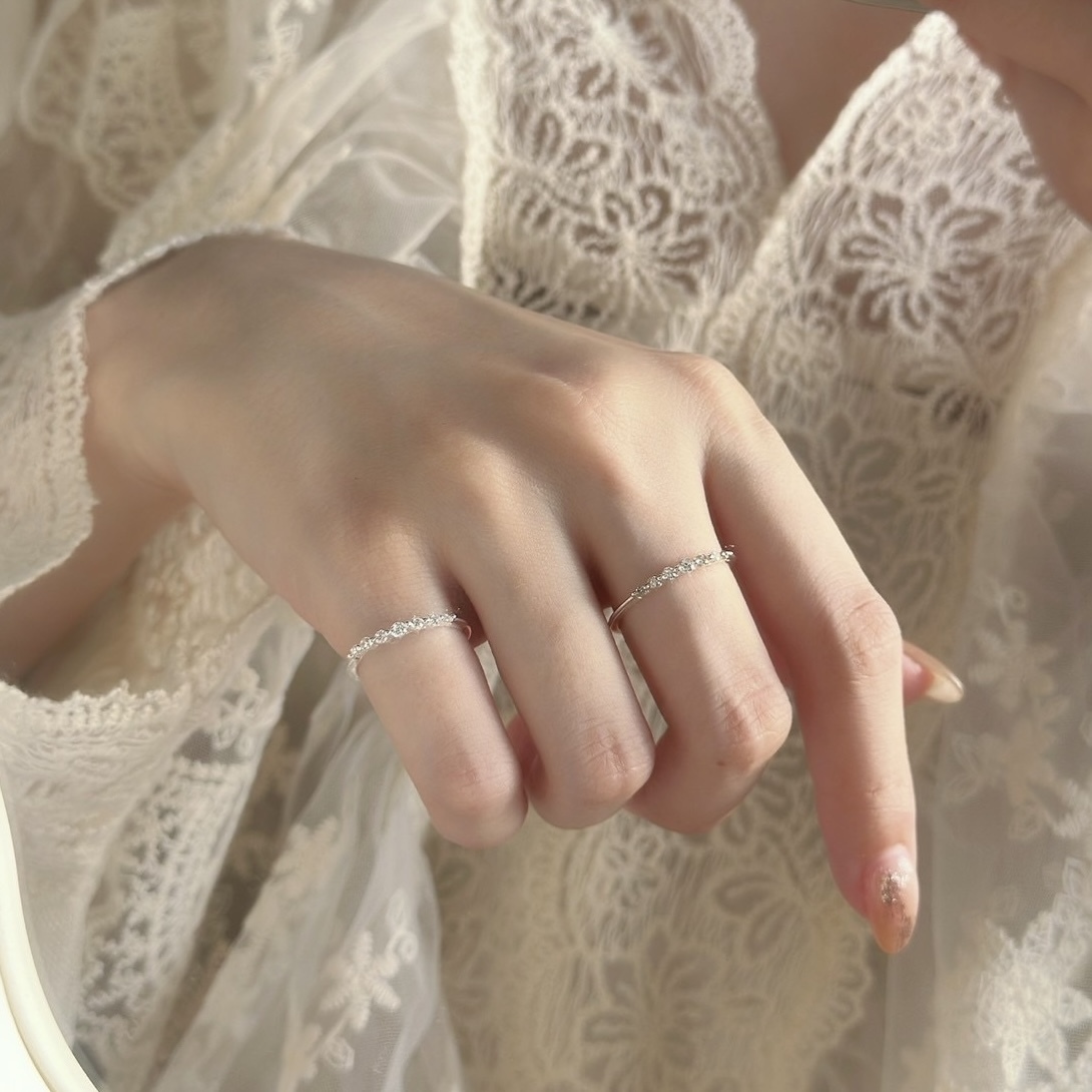 細排鑽純銀戒指