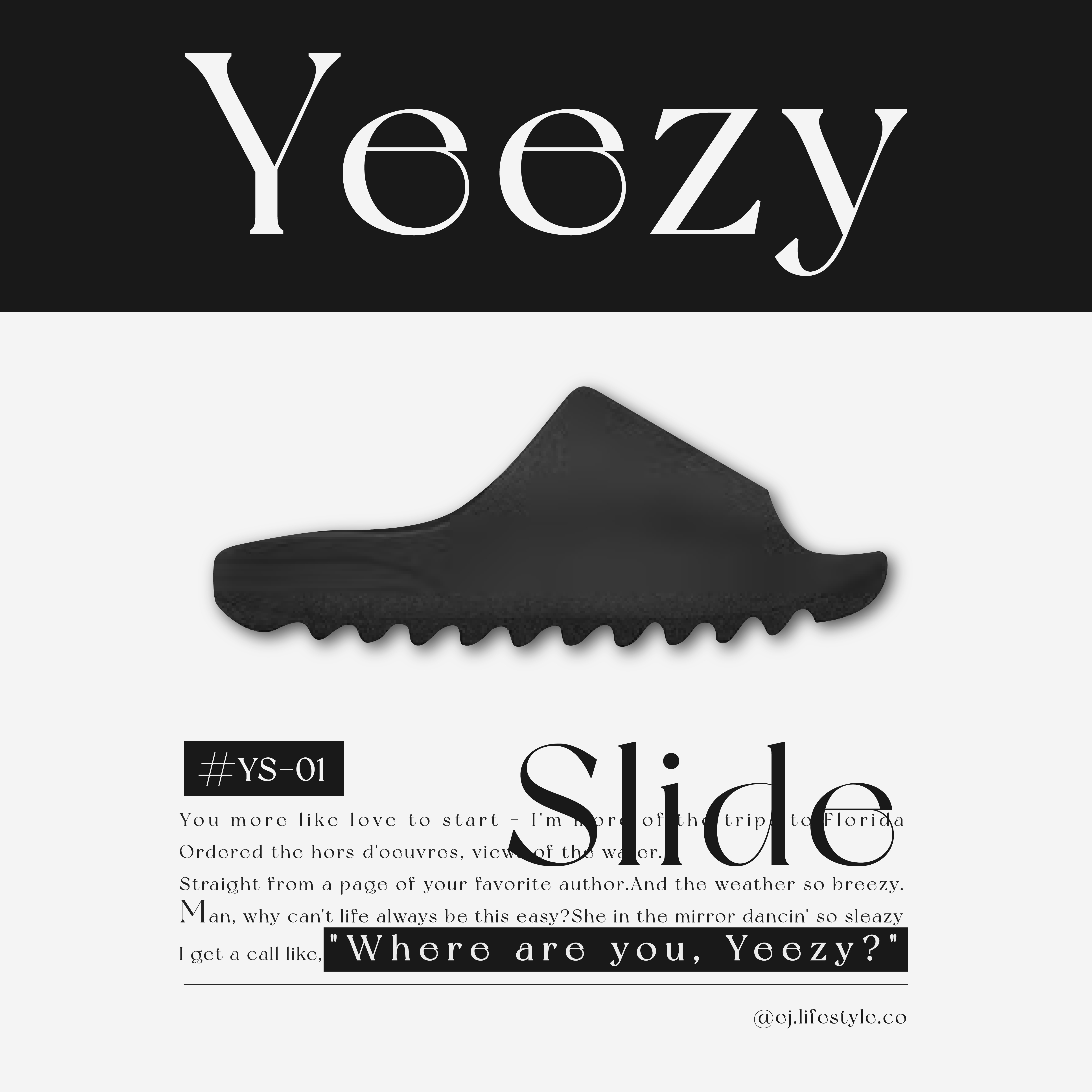 YEEZY SLIDE 黑色 全黑 YE KANYE WEST 拖鞋 防水 YS-01 / 現貨