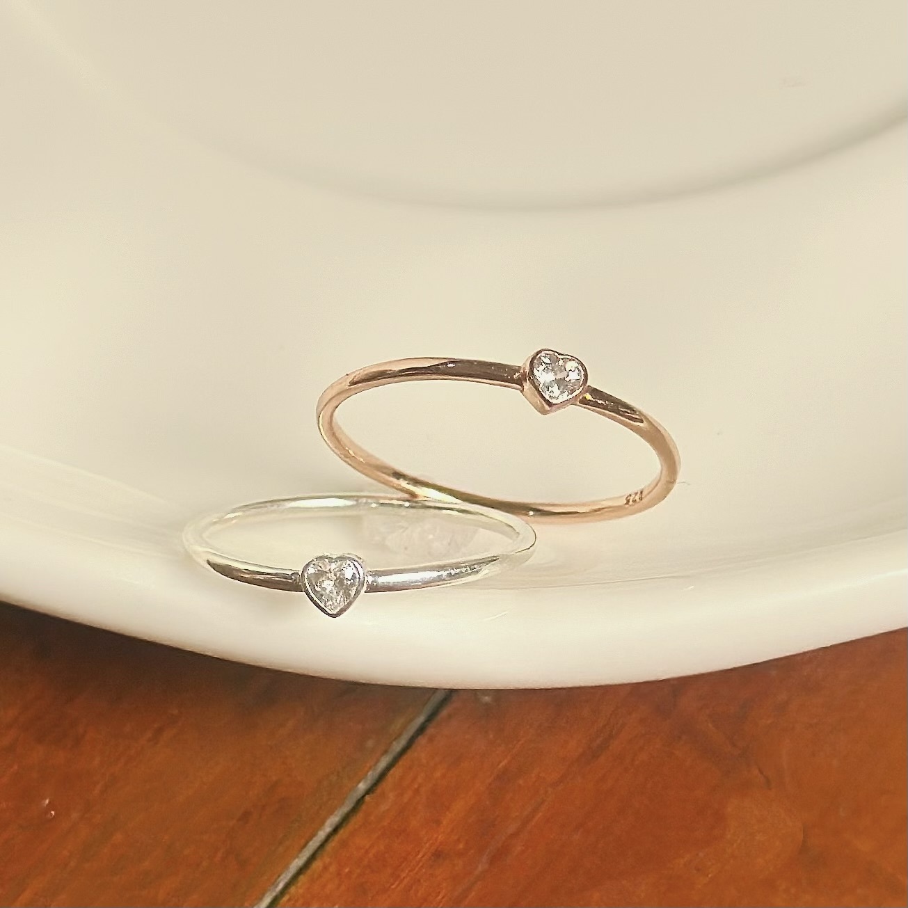 小愛心鑽純銀戒指