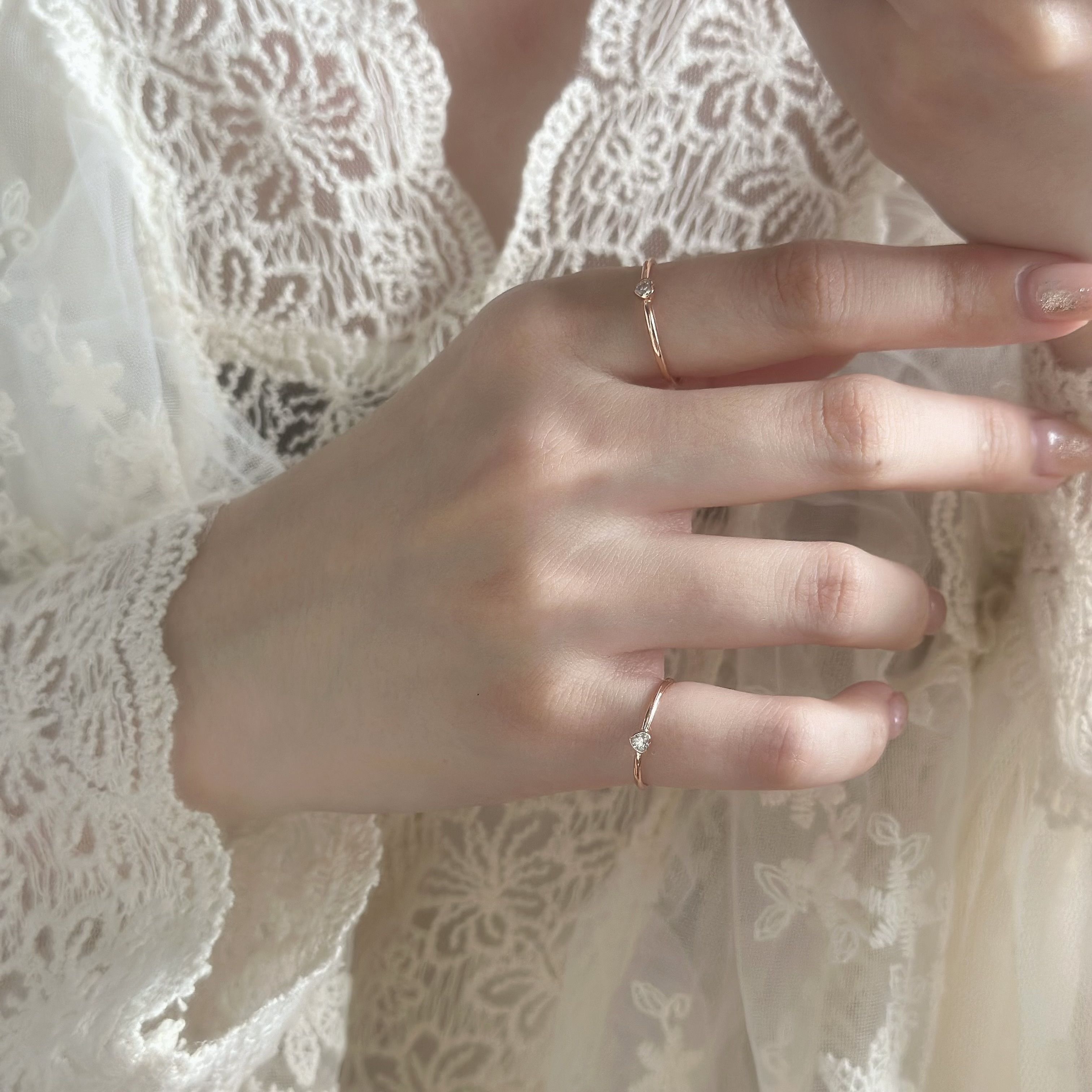 小愛心鑽純銀戒指