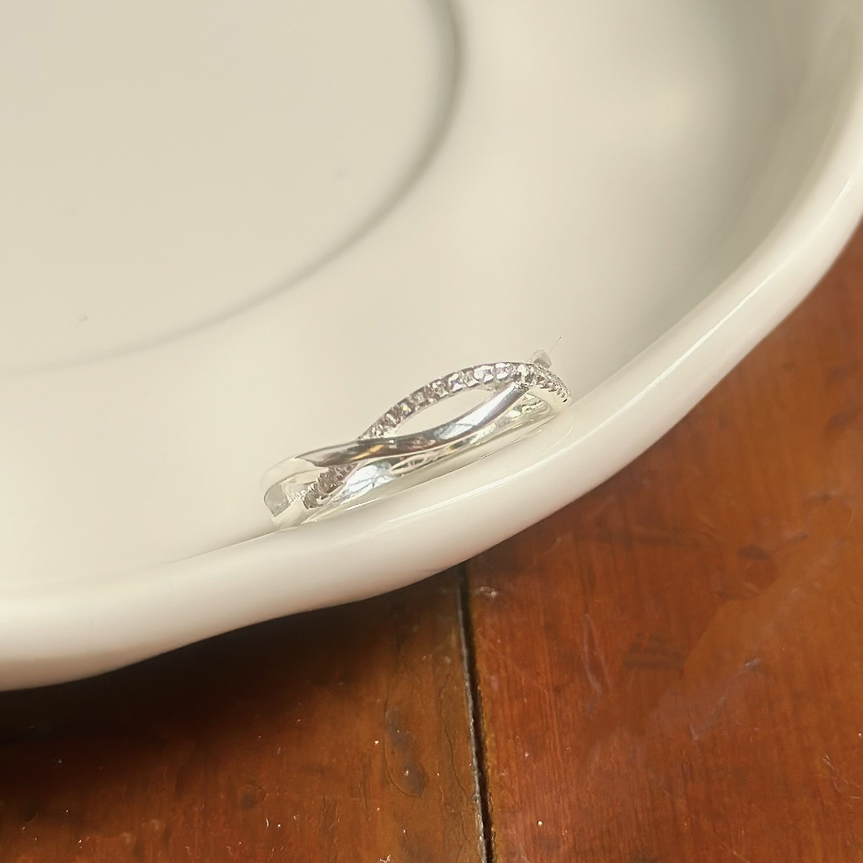 交叉排鑽雙層純銀戒指