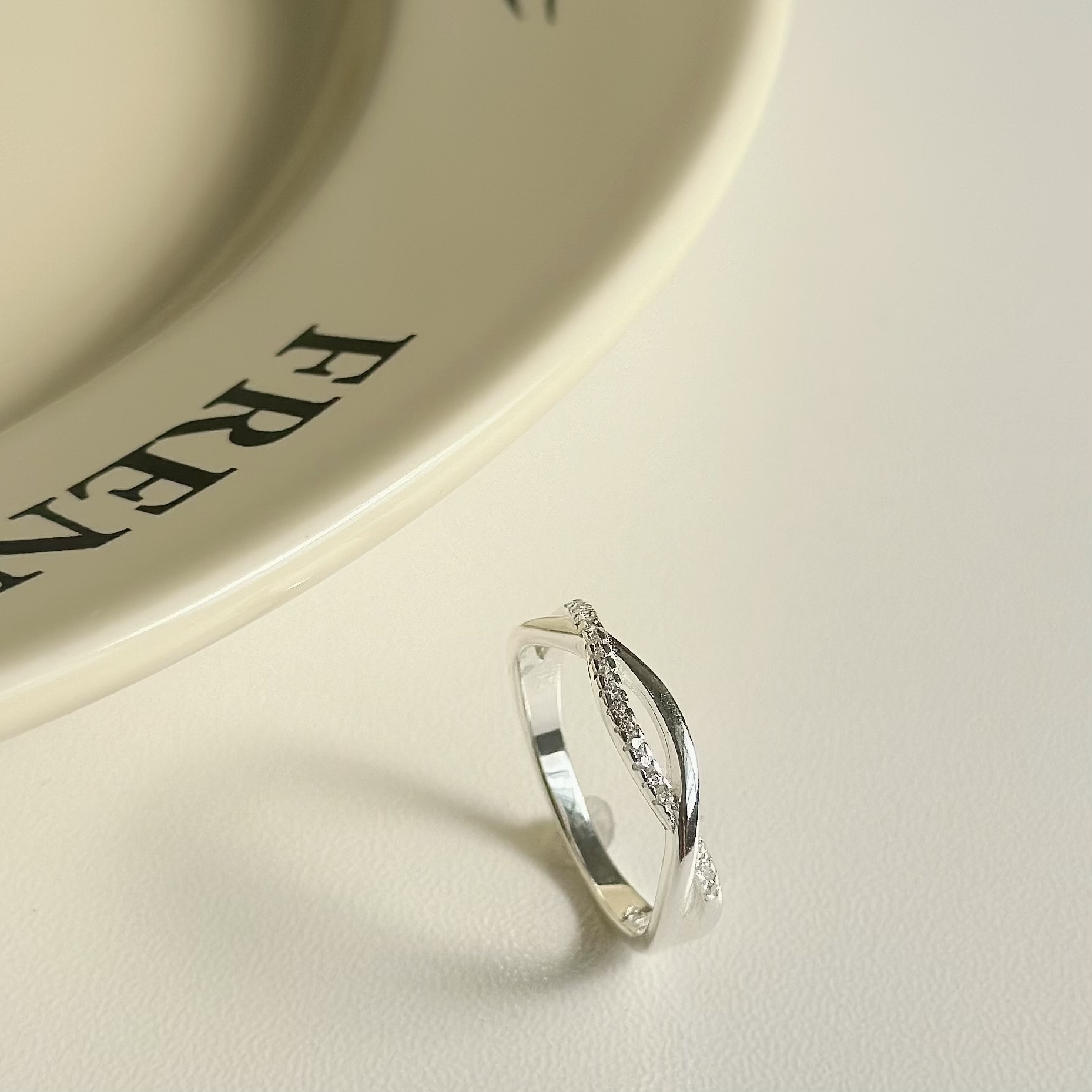 交叉排鑽雙層純銀戒指