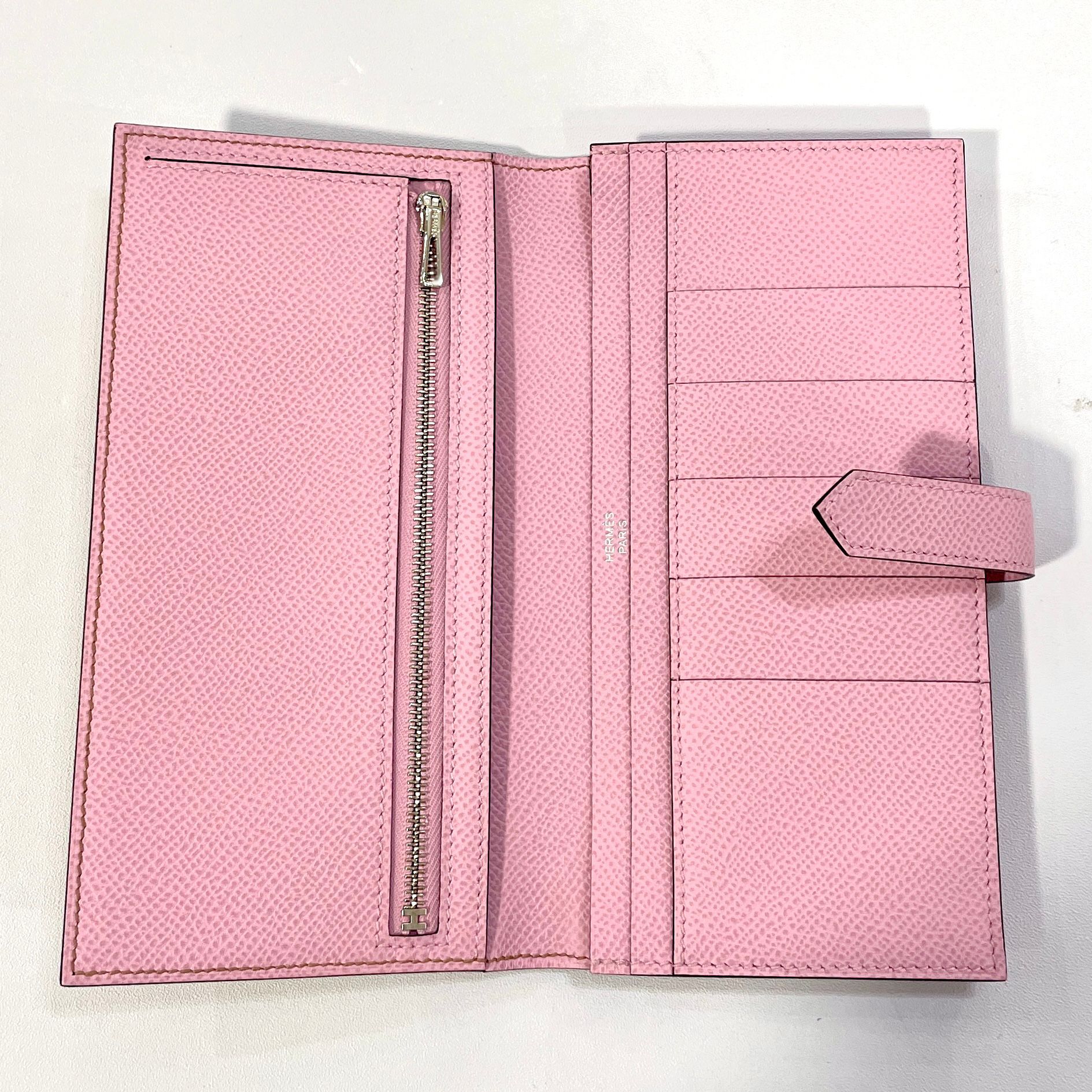 全新HERMES長銀包 U刻 奶茶拼葵錦紫 EPSOM皮/銀扣 BEARN LONG WALLET #BRAND NEW#香榭站正品