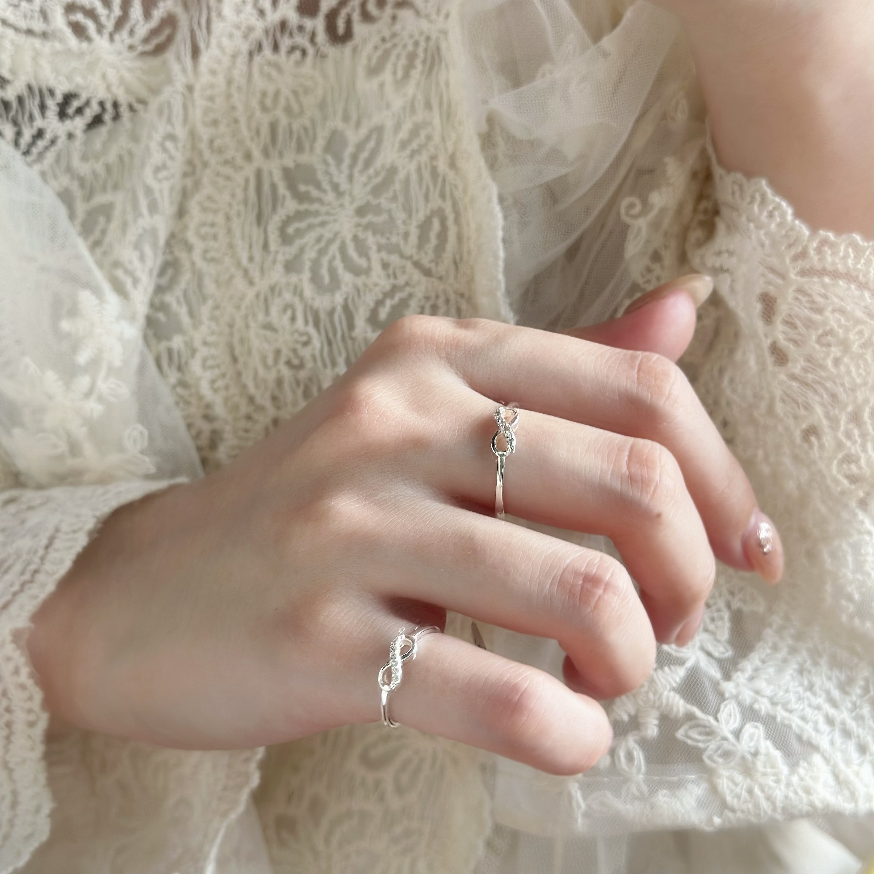 排鑽無限純銀戒指