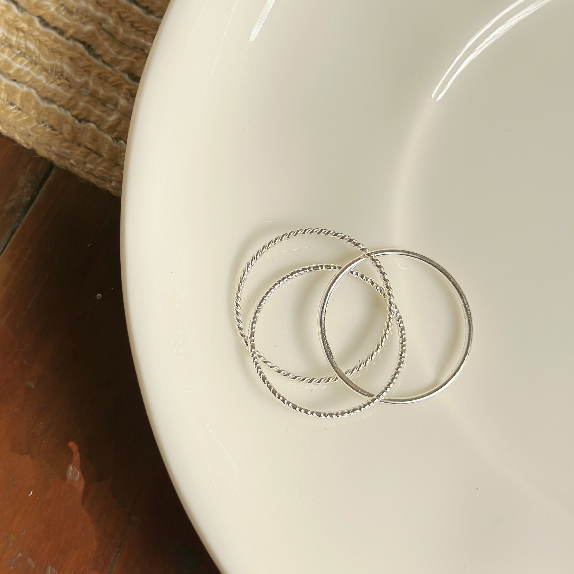 三圈層次純銀戒指