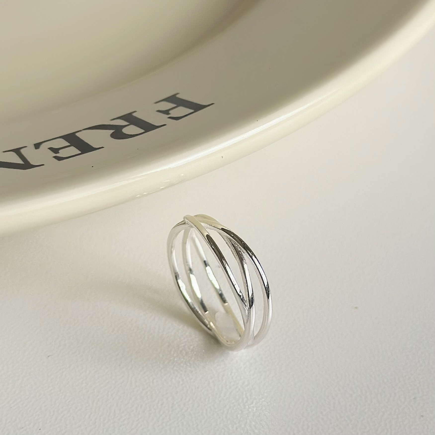 交錯線條純銀戒指