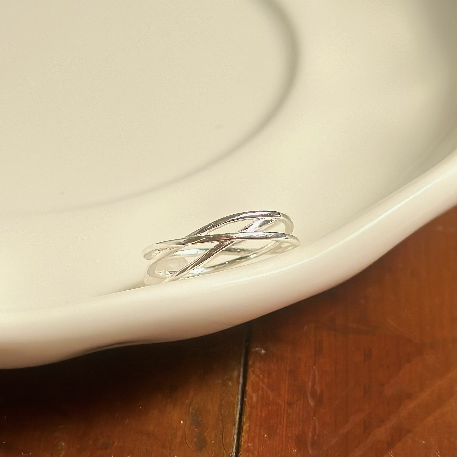 交錯線條純銀戒指