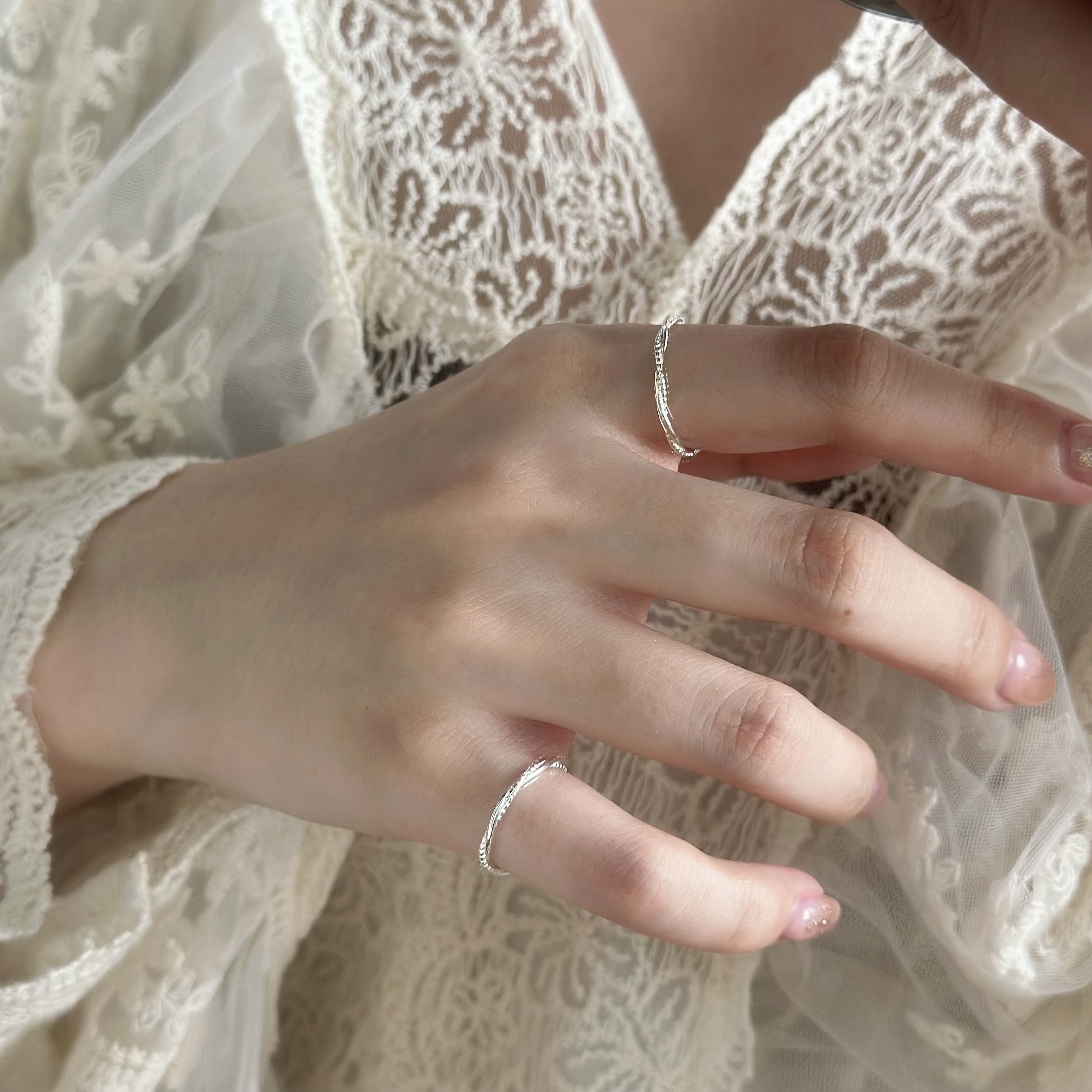 H40圓珠繞線純銀戒指