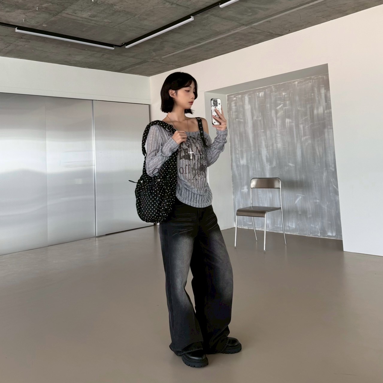 廢土辣妹微透斜肩上衣