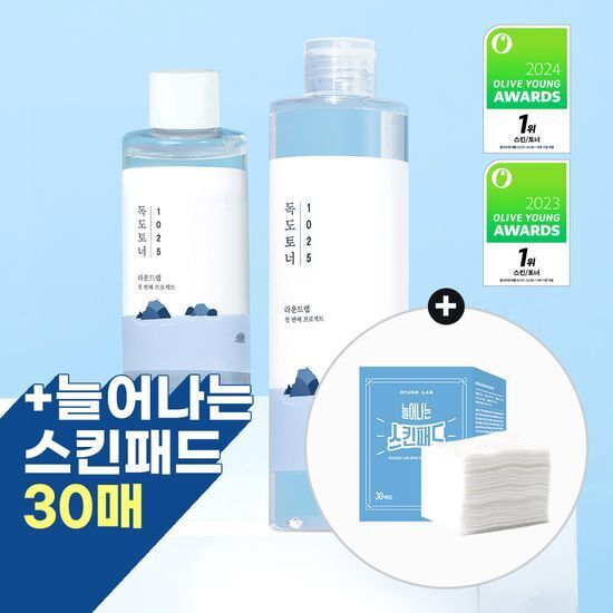 《Olive young連線》 ROUND LAB 1025 Dokdo Toner 300mL+100ml+30p cotton pad