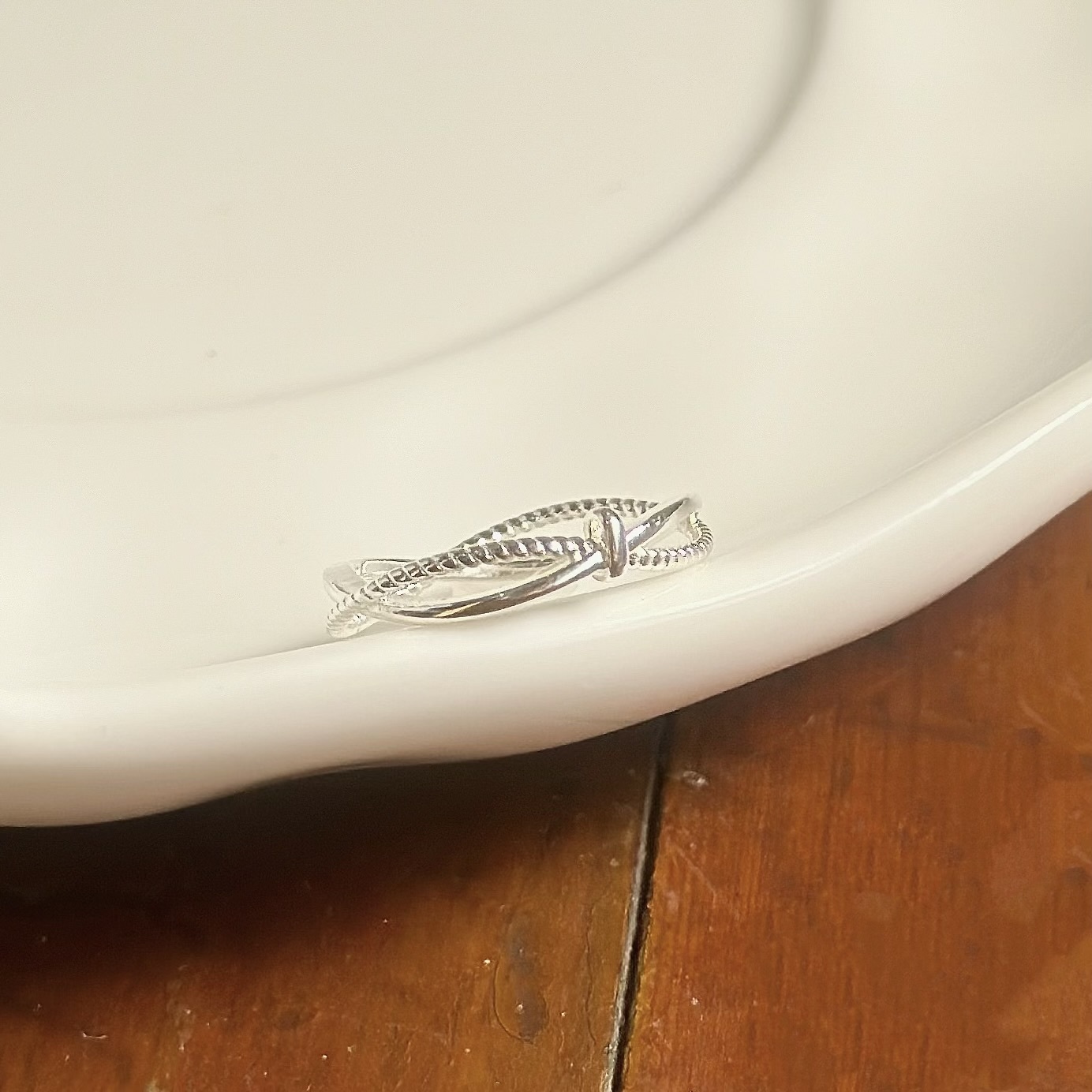 J62交叉純銀戒指