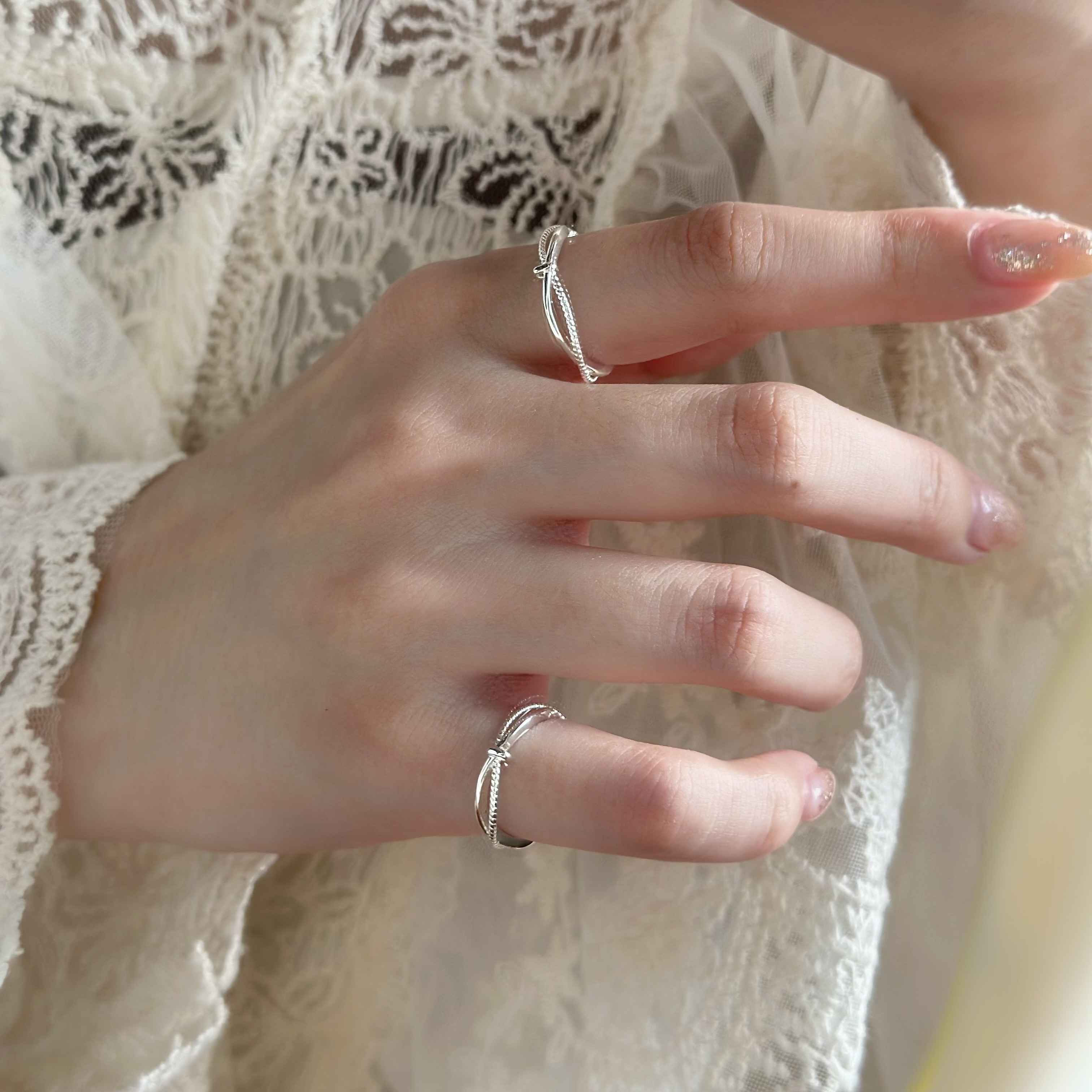 J62交叉純銀戒指