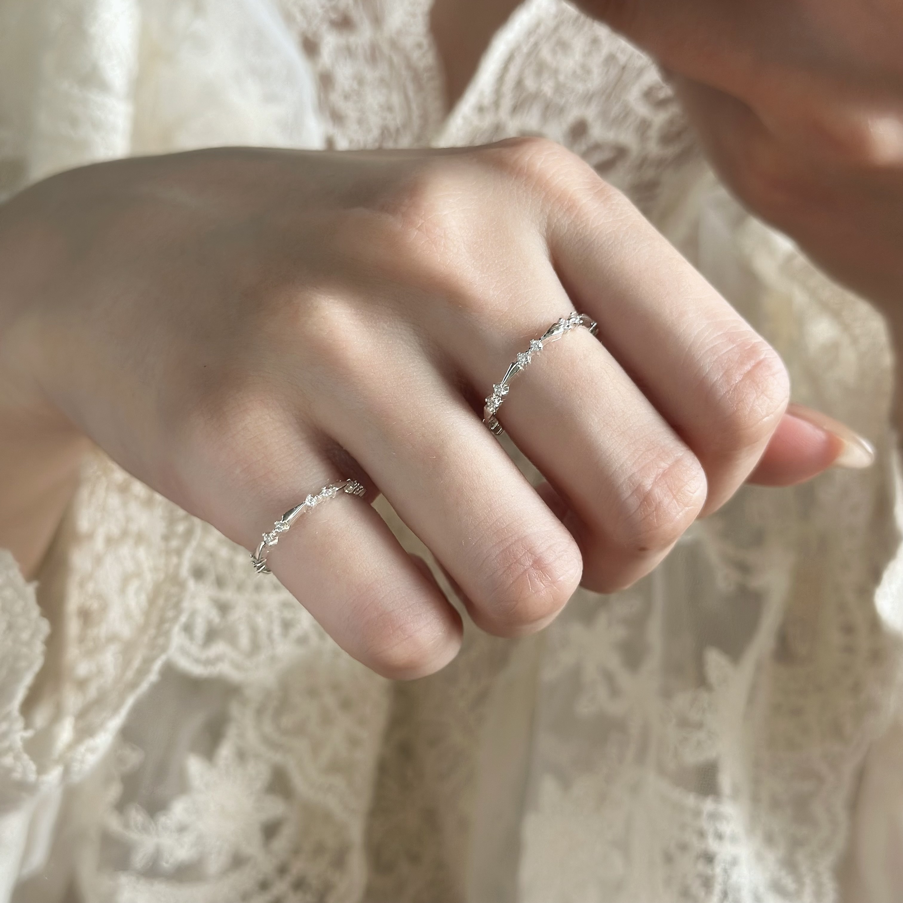 J63排鑽純銀戒指