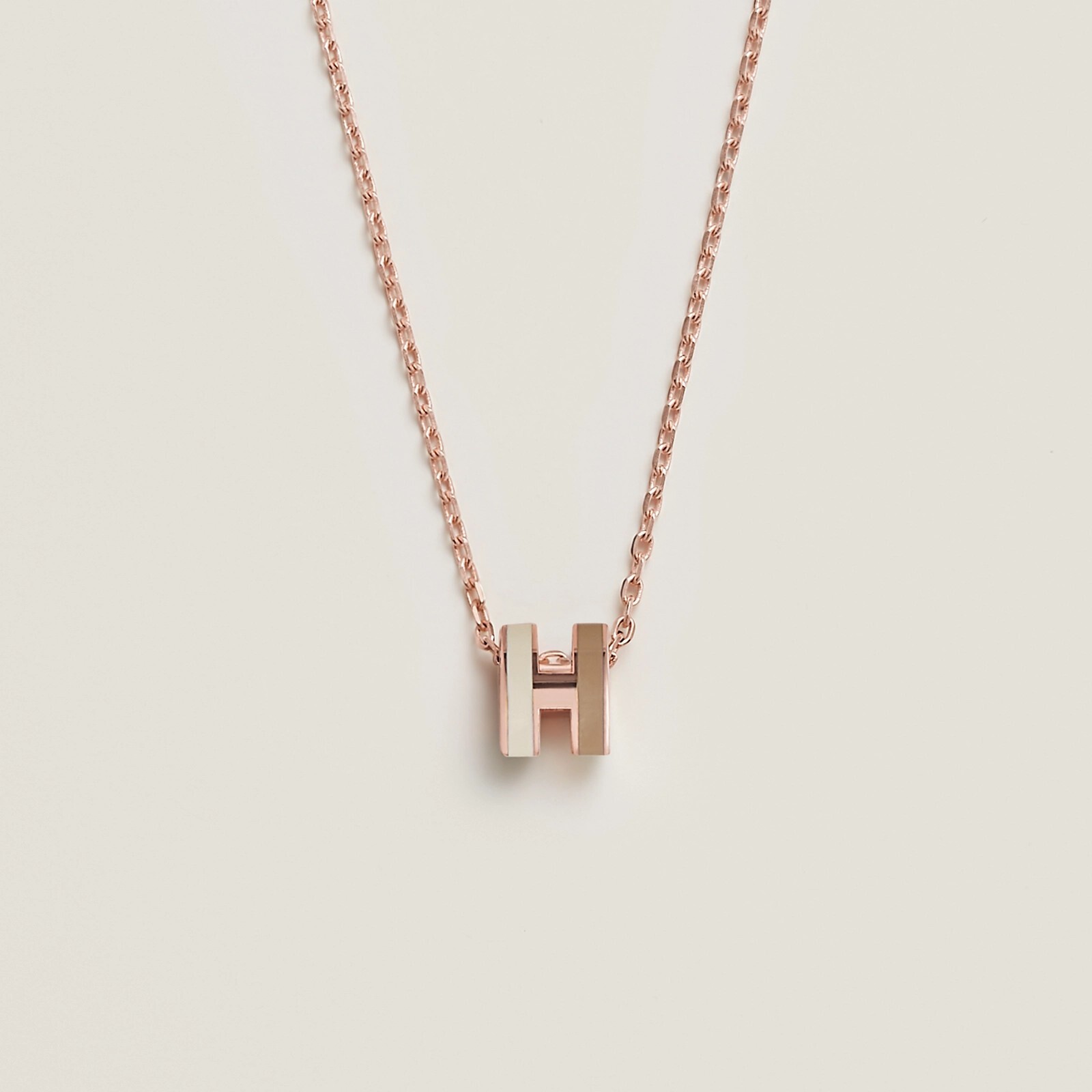 HERMES MINI POP H PENDANT SYSTEME FO (2 TONE) 奶茶拼白 玫瑰金