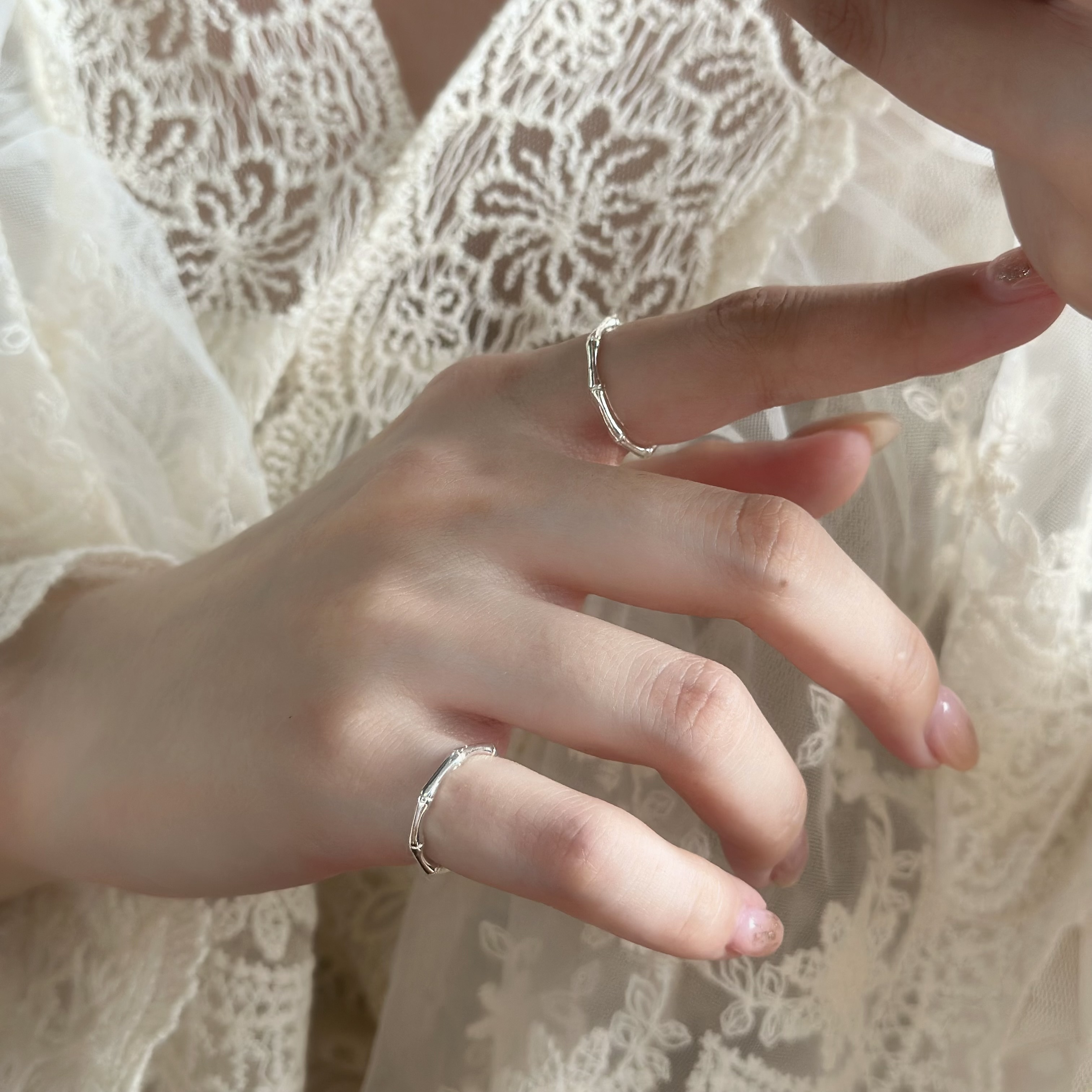 Z36竹節純銀戒指