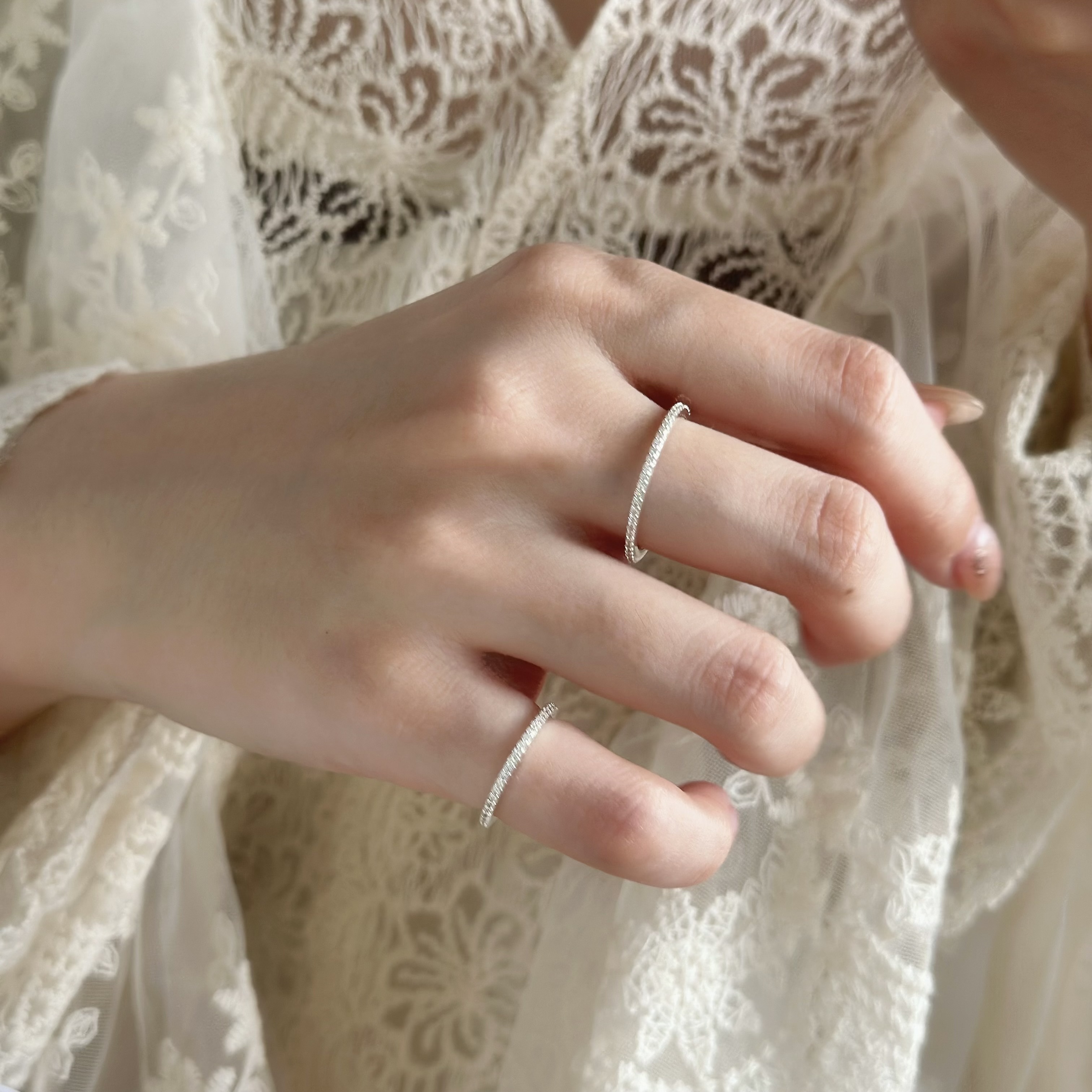 G27滿圈排鑽純銀戒指