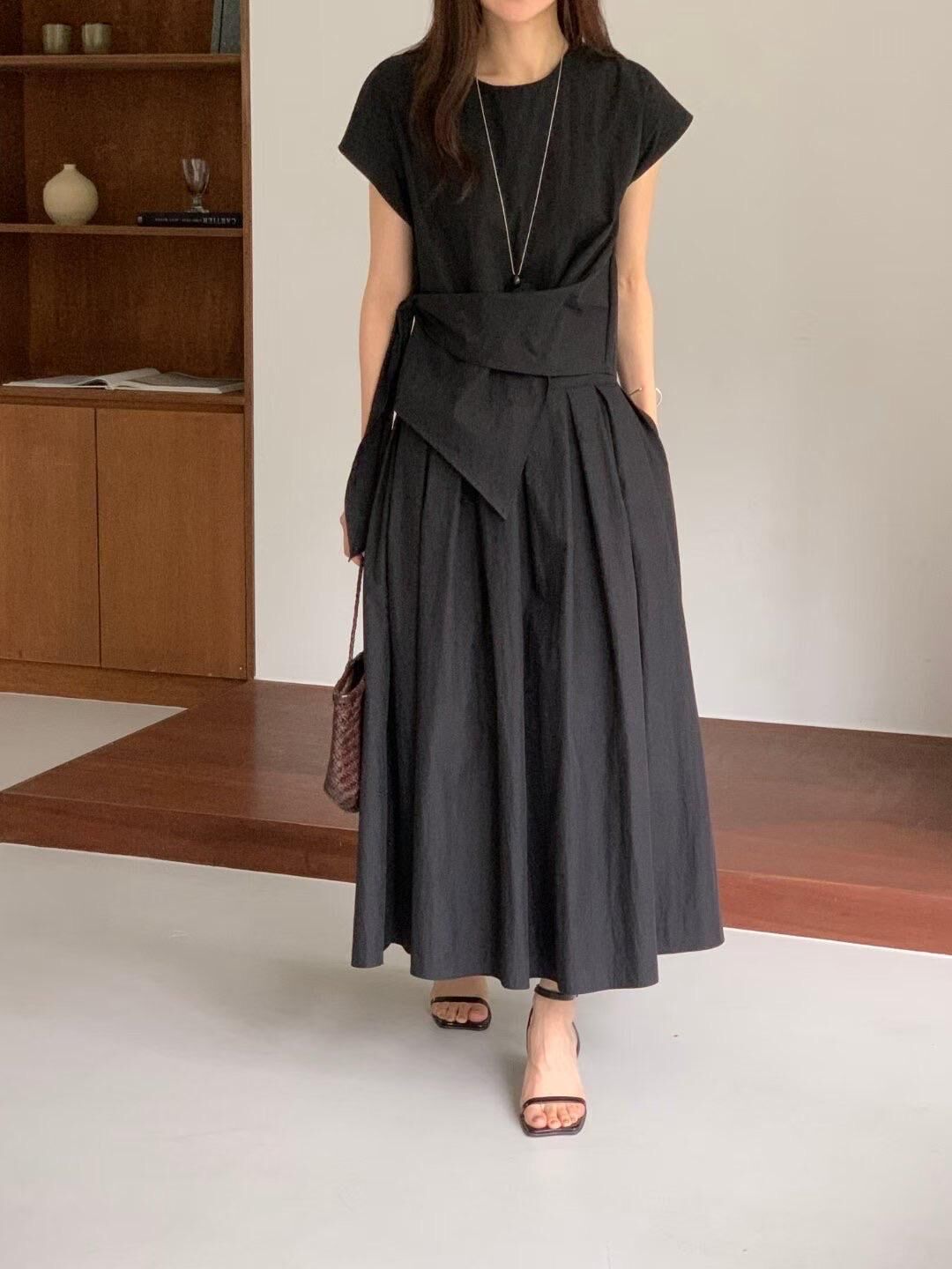 Rustling wrap blouse &skirt /Set