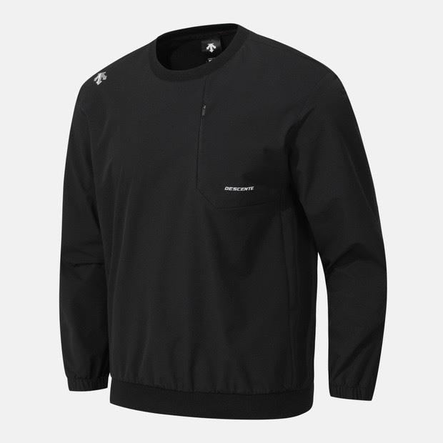 DESCENTE 迪桑特 經典 小LOGO 口袋尼龍長袖 黑色