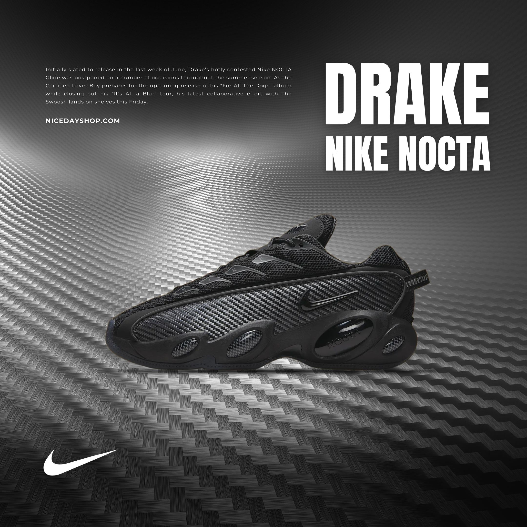 NICEDAY 代購 NOCTA x Nike Glide Black/Iron 黑銀 碳纖維 黑炭 黑 銀 聯名 DM0879-002