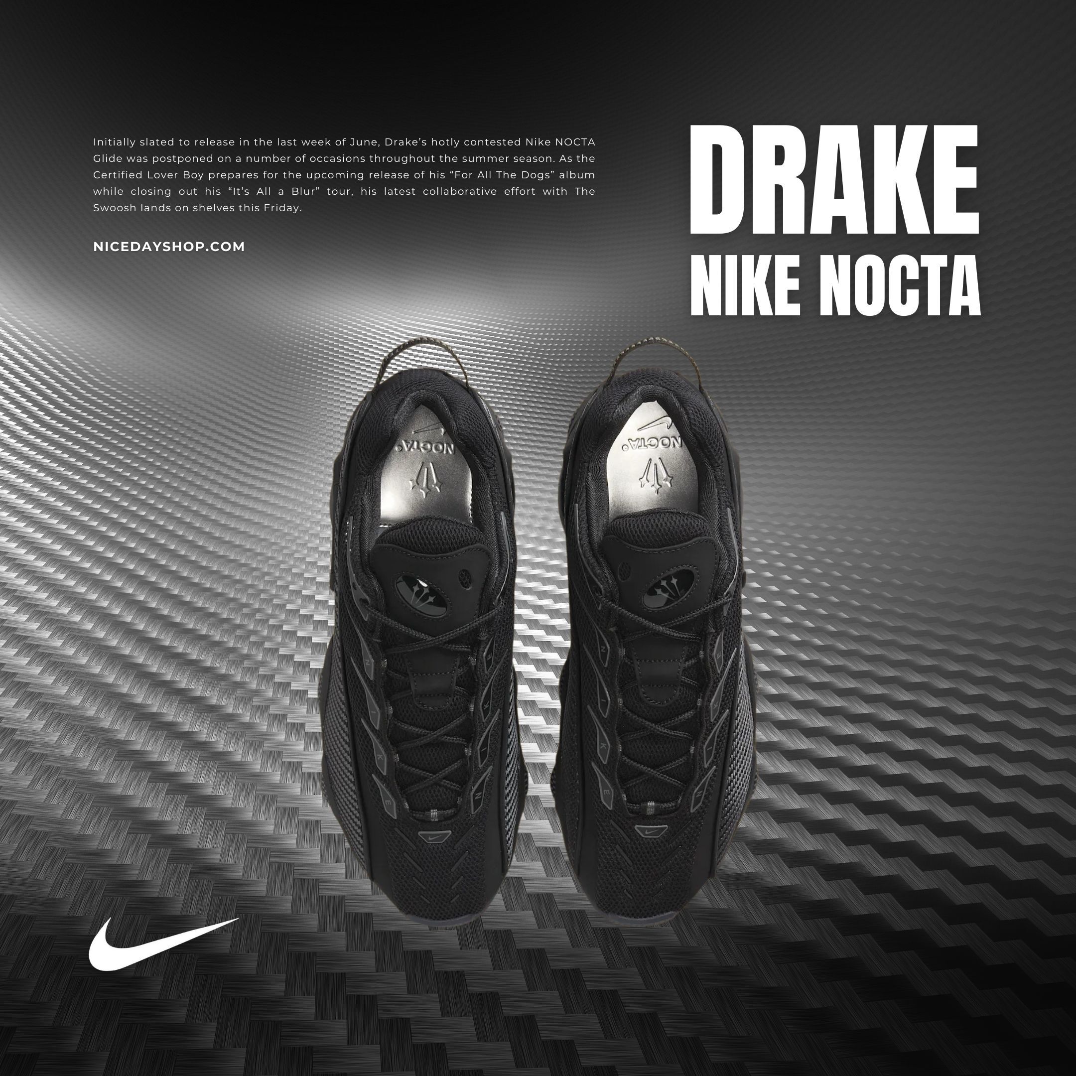 NICEDAY 代購 NOCTA x Nike Glide Black/Iron 黑銀 碳纖維 黑炭 黑 銀 聯名 DM0879-002