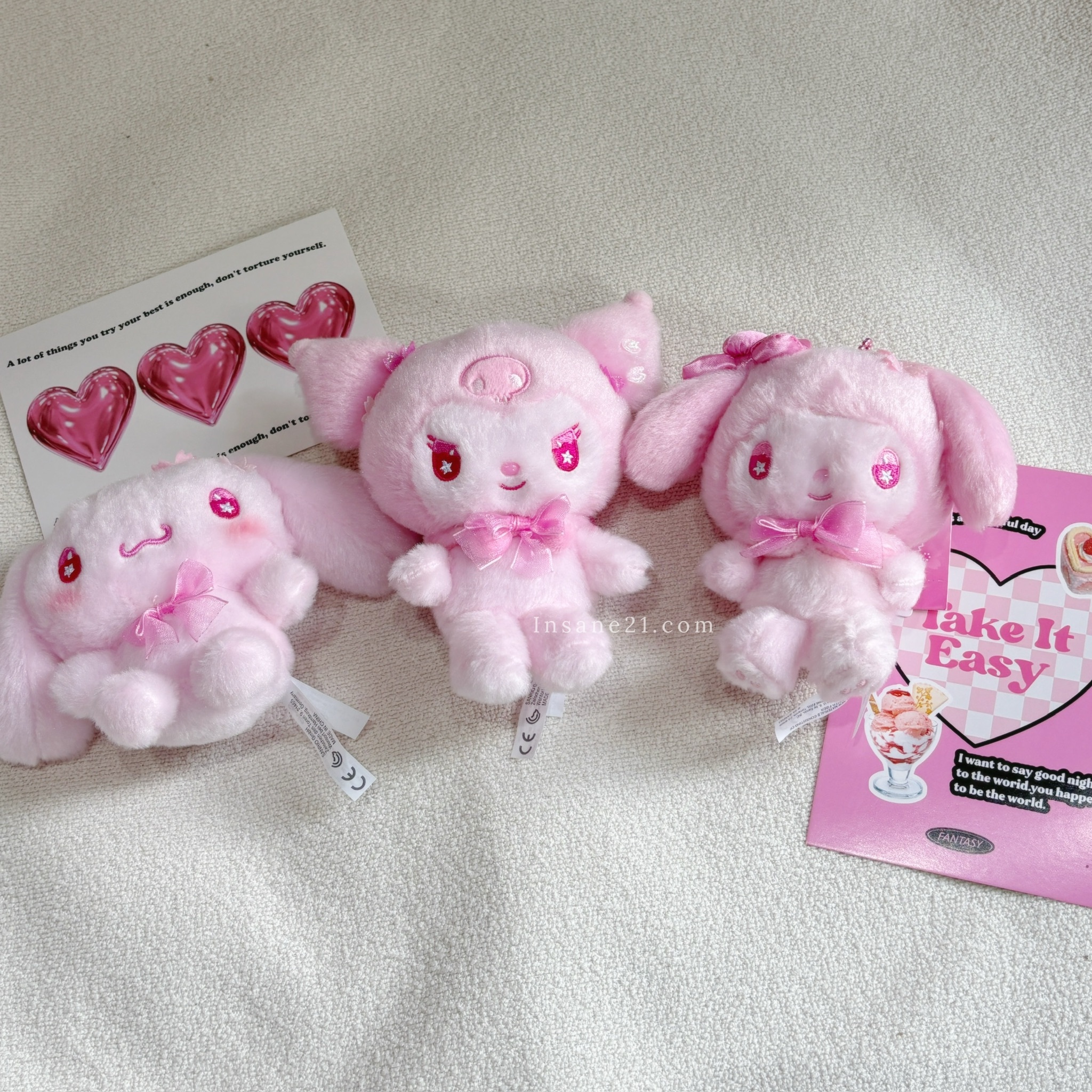 三麗鷗 SANRIO 粉色絨毛 櫻花系列 水汪汪眼睛 絨毛吊飾