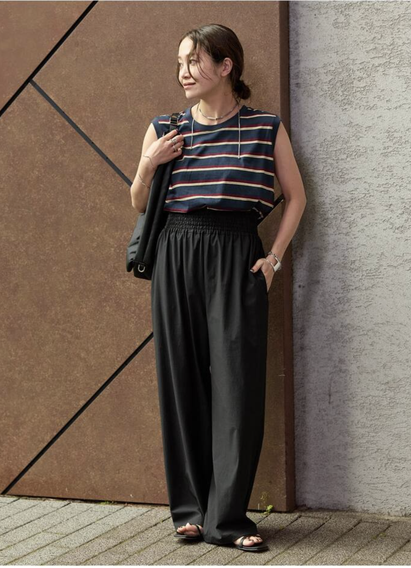 [現貨] JOURNAL STANDARD 亞麻尼龍彈力寬褲  黑 36號