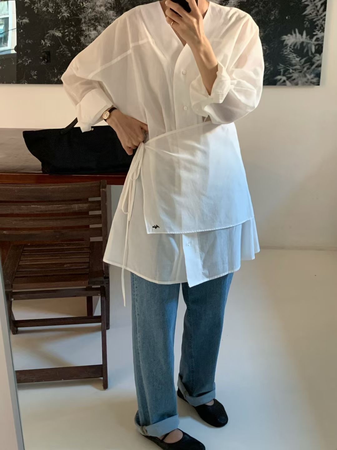 (飯店選品/下)改良式和服層次綁帶衣/白衣+白兜