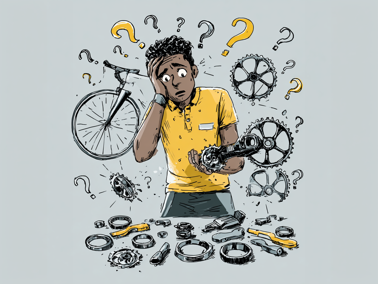 A cyclist considering a bike crankset upgrade.