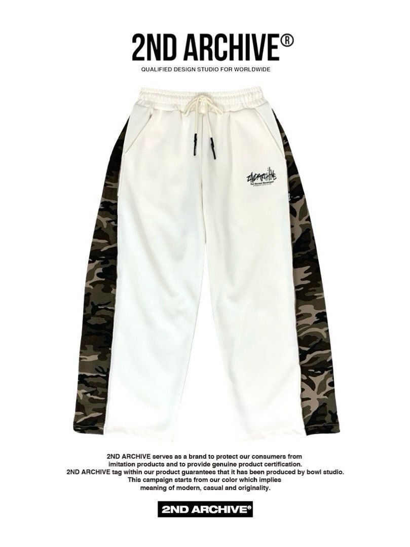 英文字拼迷彩可束腳運動褲 2nd-270P