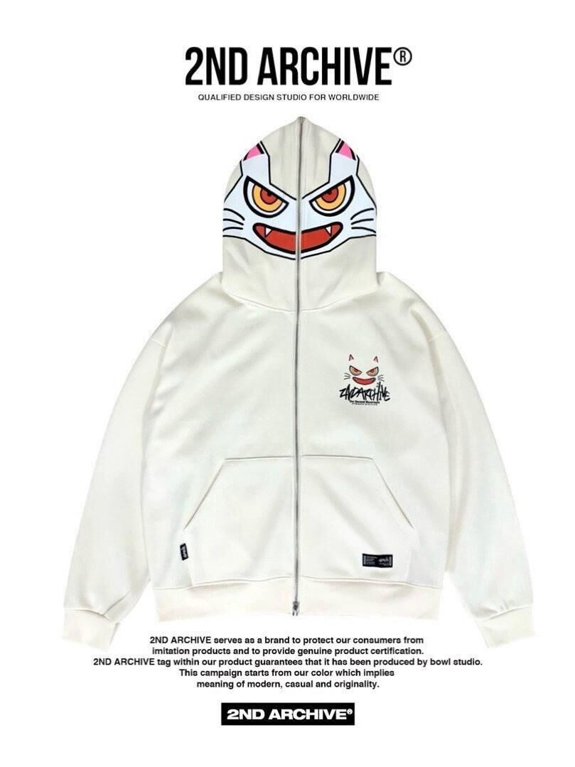 英文字圖案連帽拉鍊外套 2nd-272JK