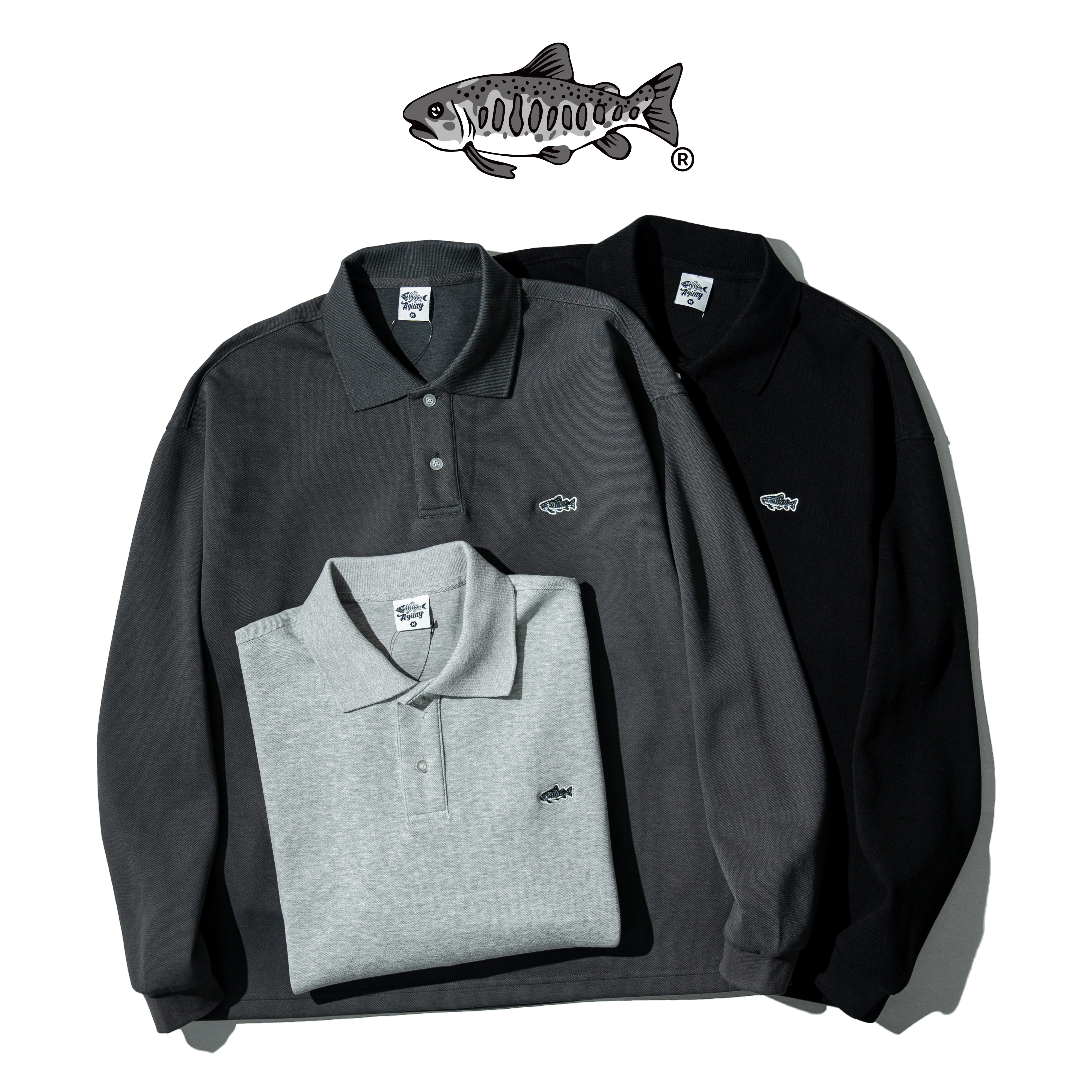 AGILITY Embroidery Polo LS Shirts 鮭魚刺繡 長袖 Polo衫 [RBP-1]