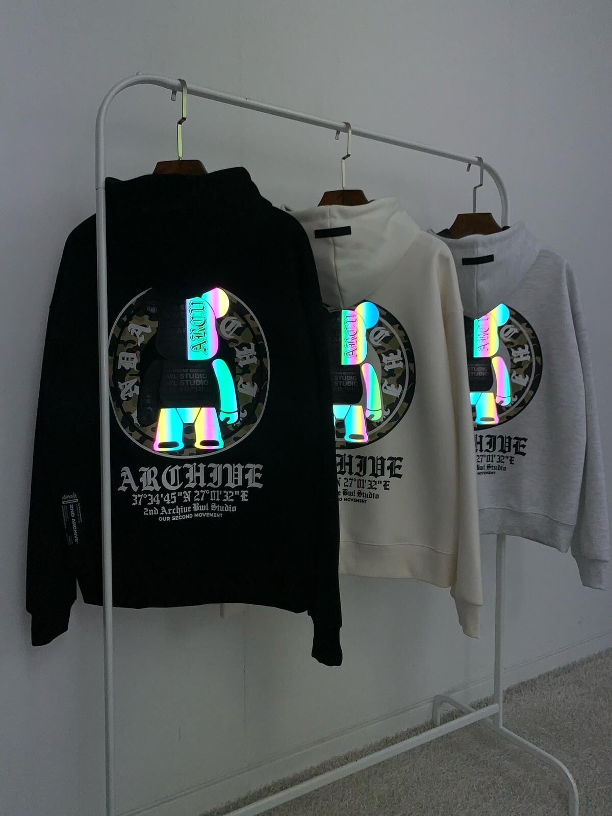 3M反光熊仔圖案英文字連帽衛衣 2nd-277T