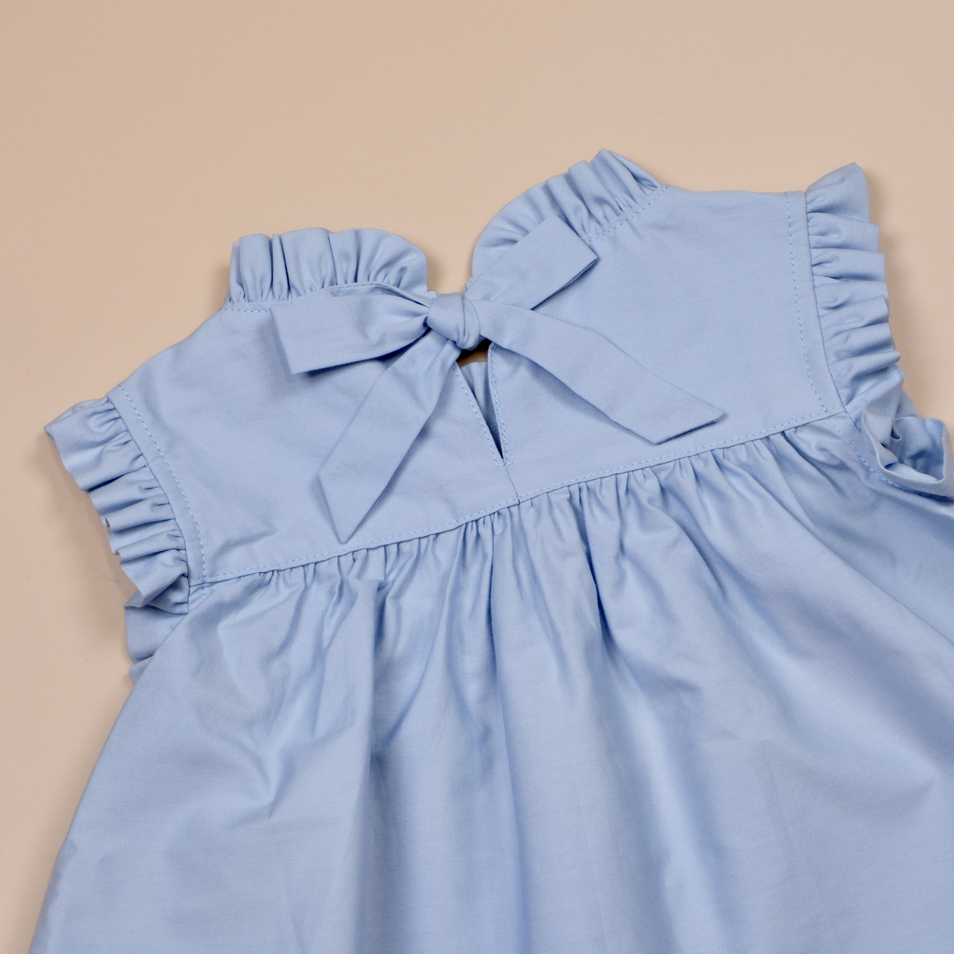 細語系列 ❖ 寶貝藍 ❖ 手作女童立領荷葉無袖上衣